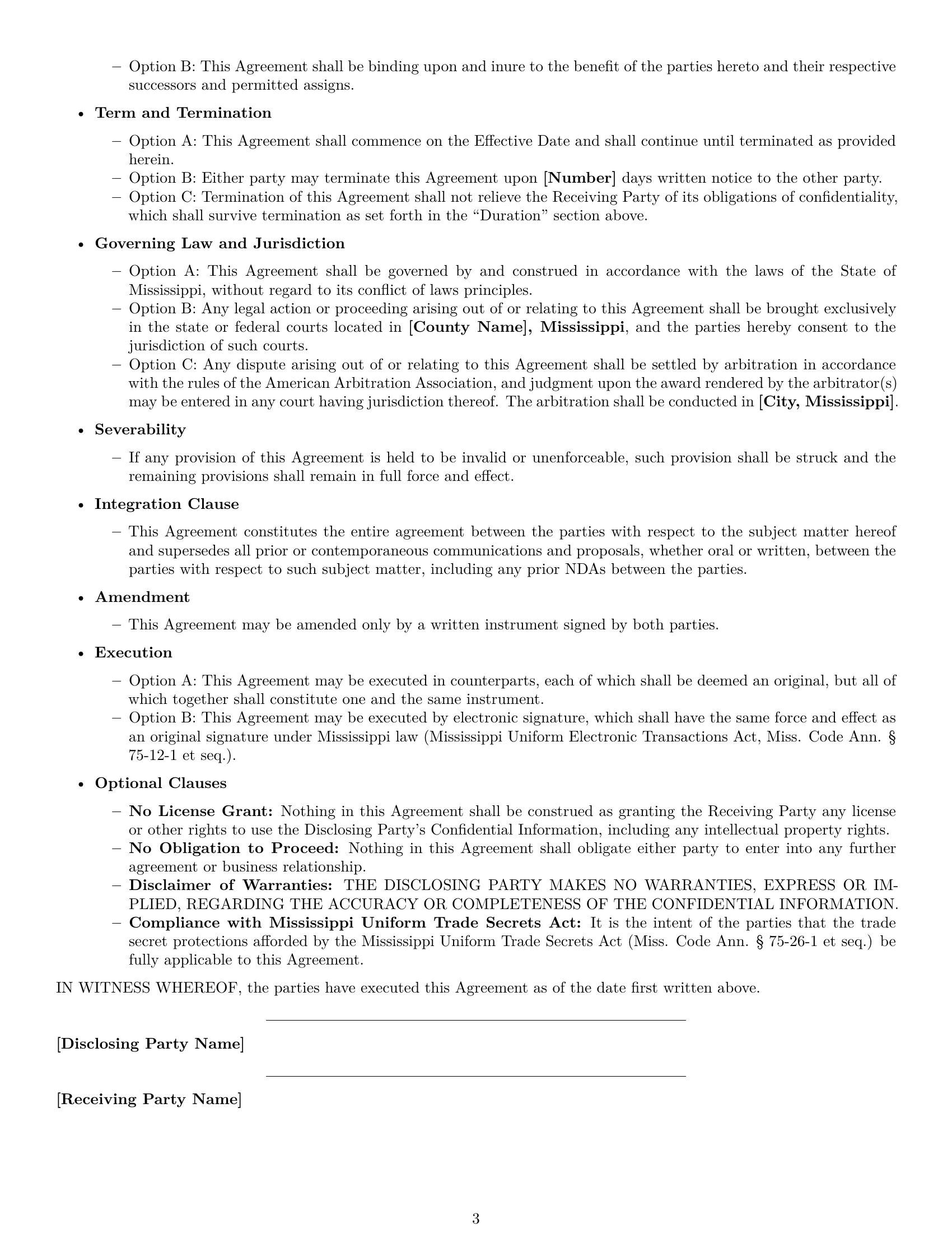 Preview page 3 of Free Mississippi nda template