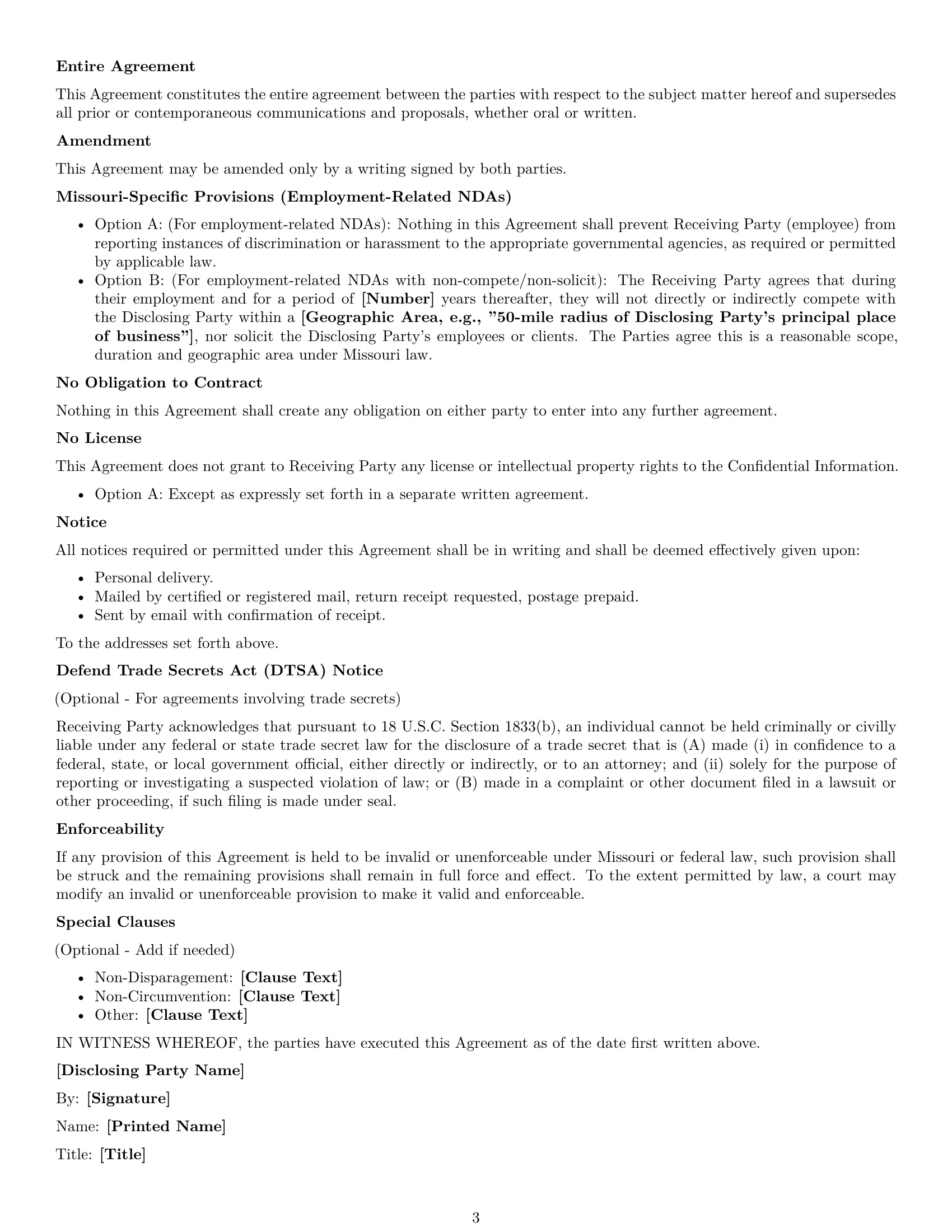 Preview page 3 of Free Missouri nda template