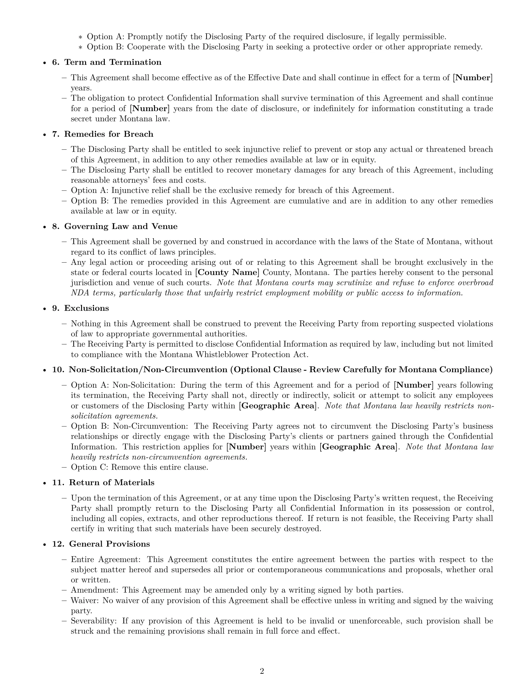 Preview page 2 of Free Montana nda template
