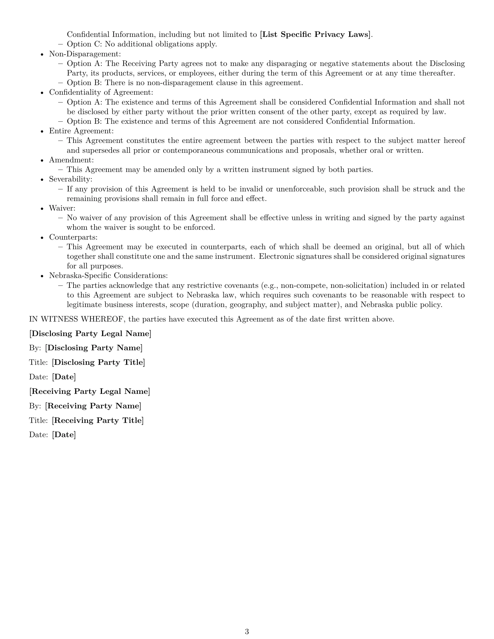 Preview page 3 of Free Nebraska nda template