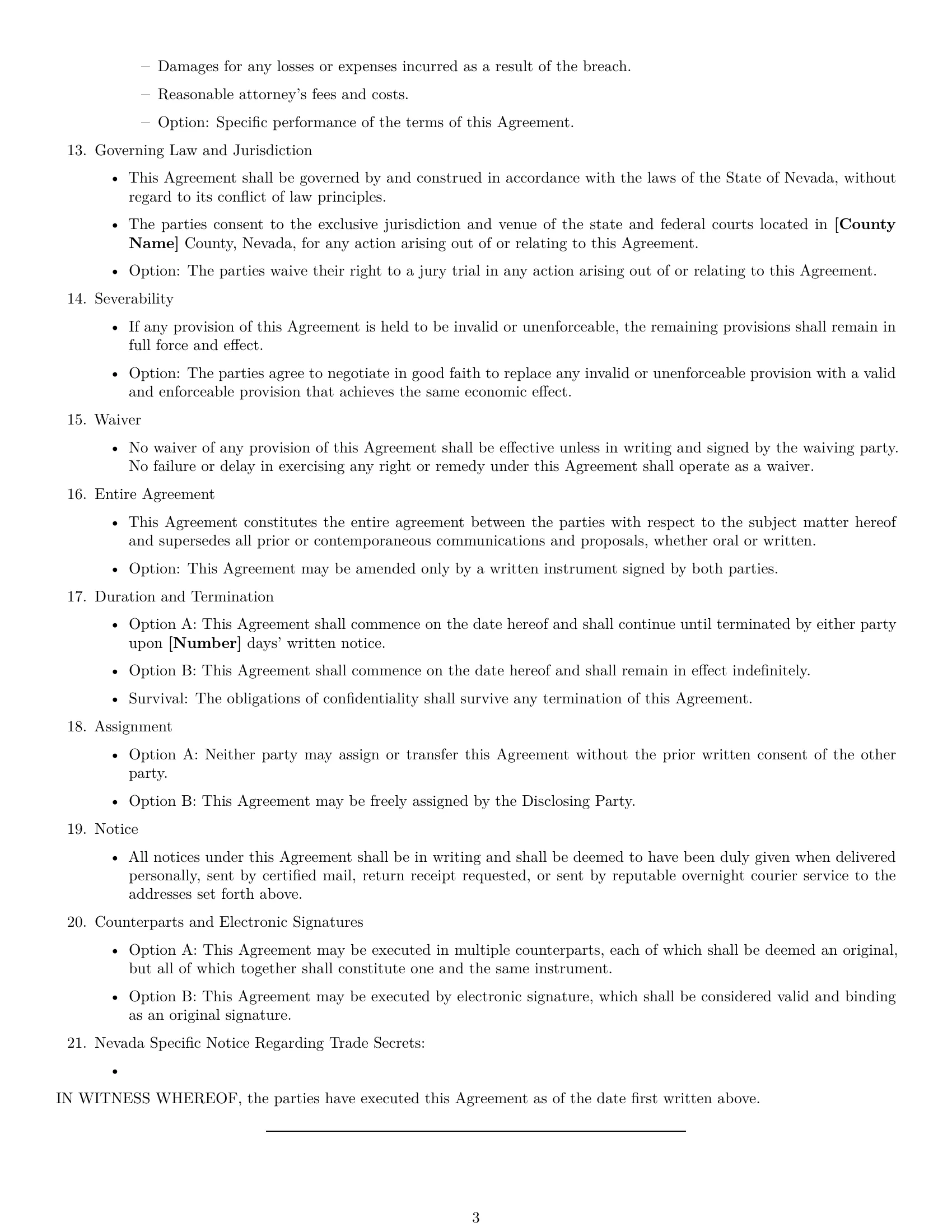 Preview page 3 of Free Nevada nda template