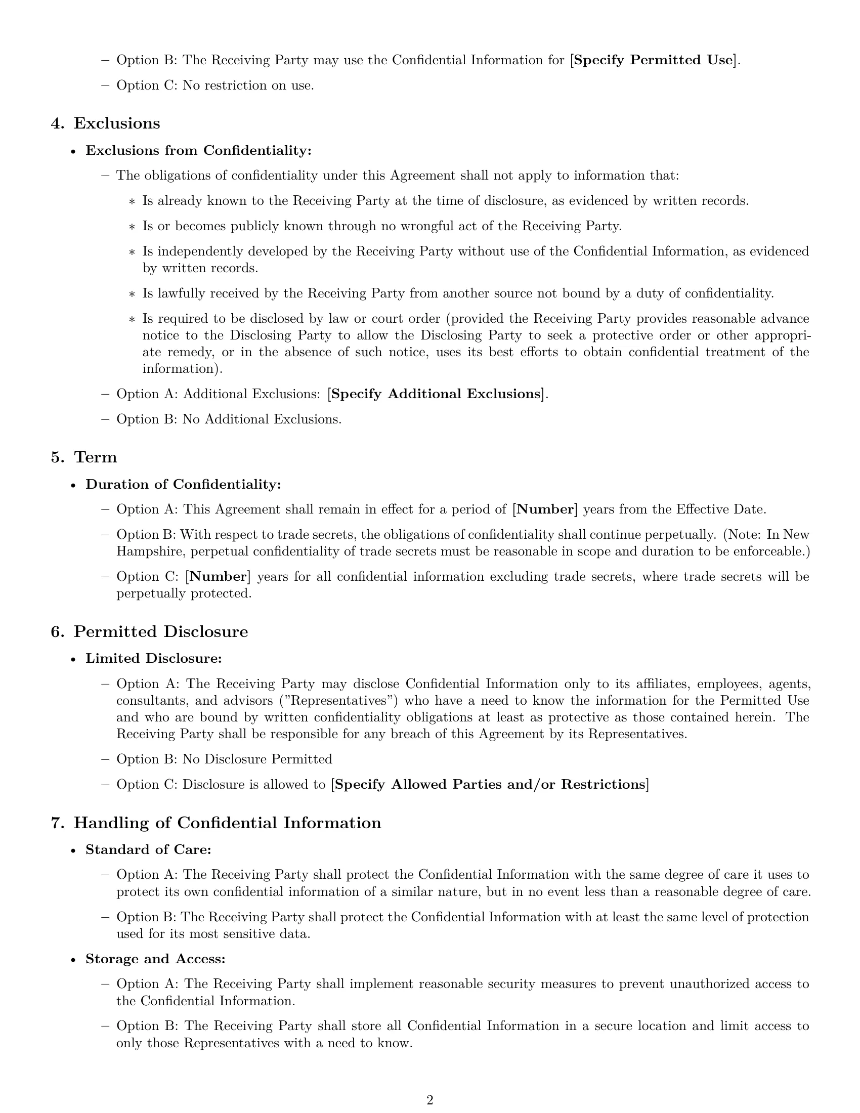 Preview page 2 of Free New Hampshire nda template