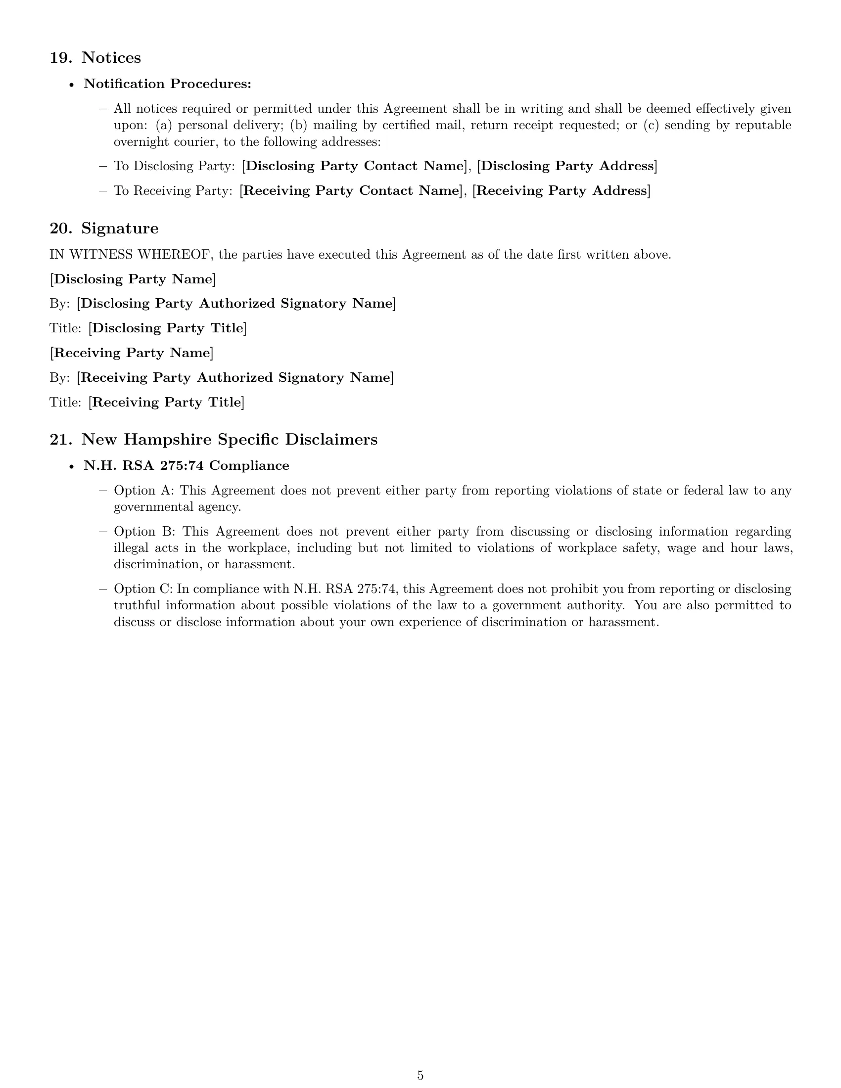 Preview page 5 of Free New Hampshire nda template