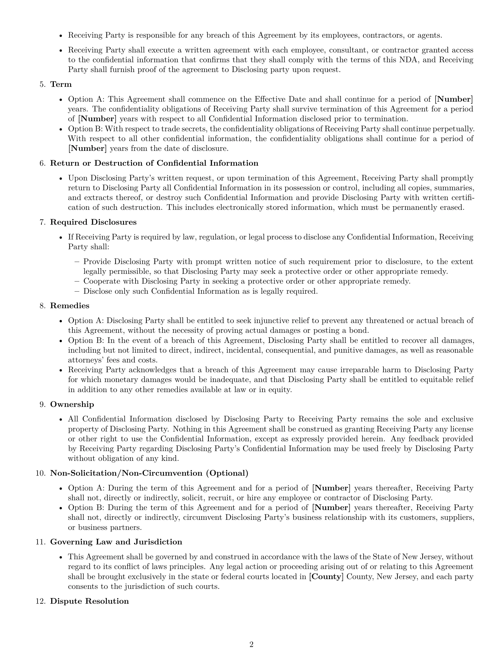 Preview page 2 of Free New Jersey nda template