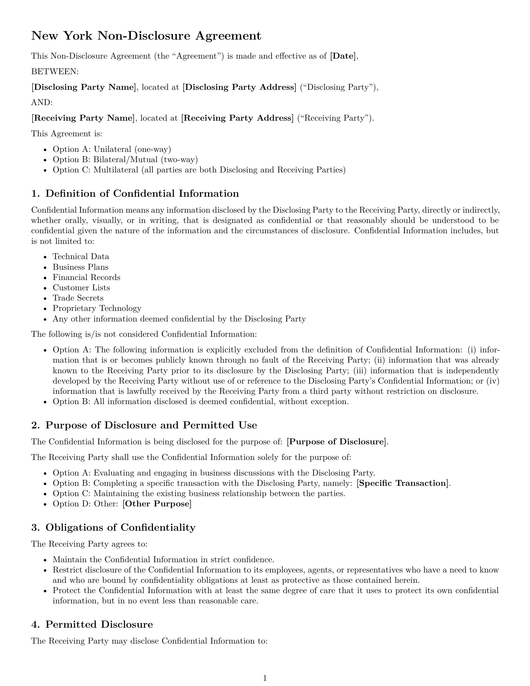 Preview page 1 of Free New York nda template