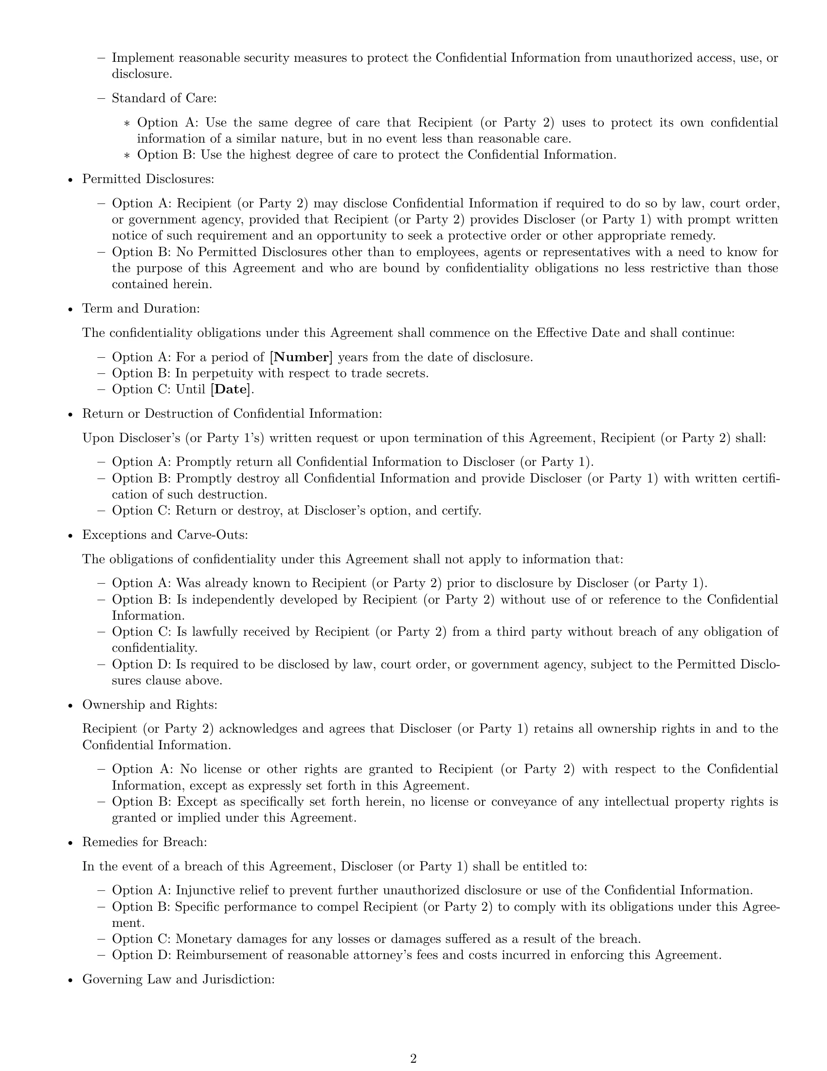 Preview page 2 of Free North Dakota nda template