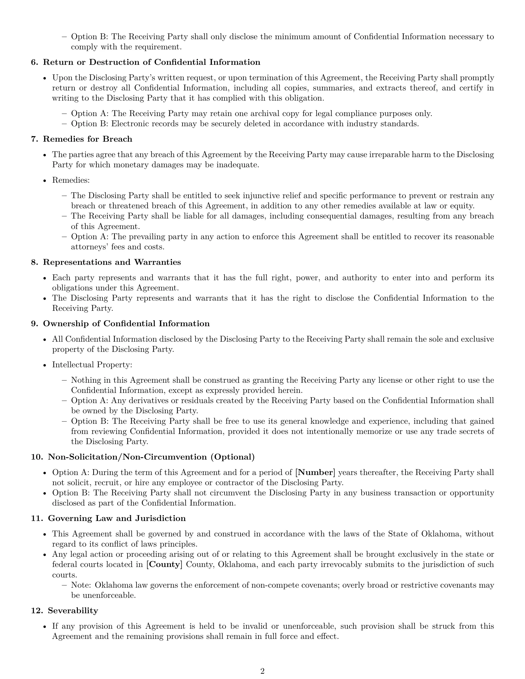 Preview page 2 of Free Oklahoma nda template