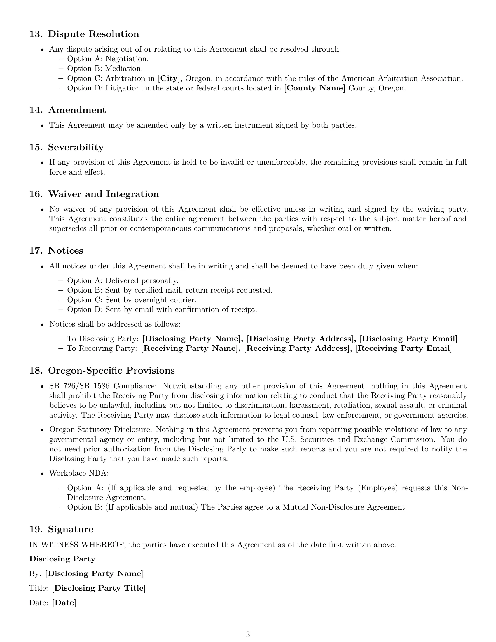 Preview page 3 of Free Oregon nda template