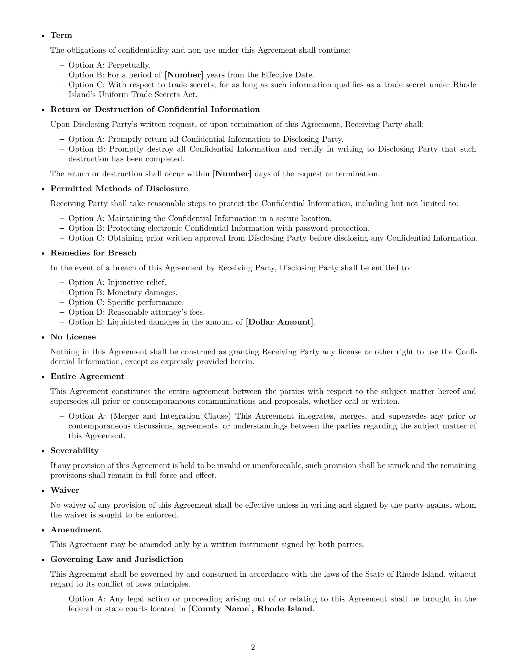 Preview page 2 of Free Rhode Island nda template
