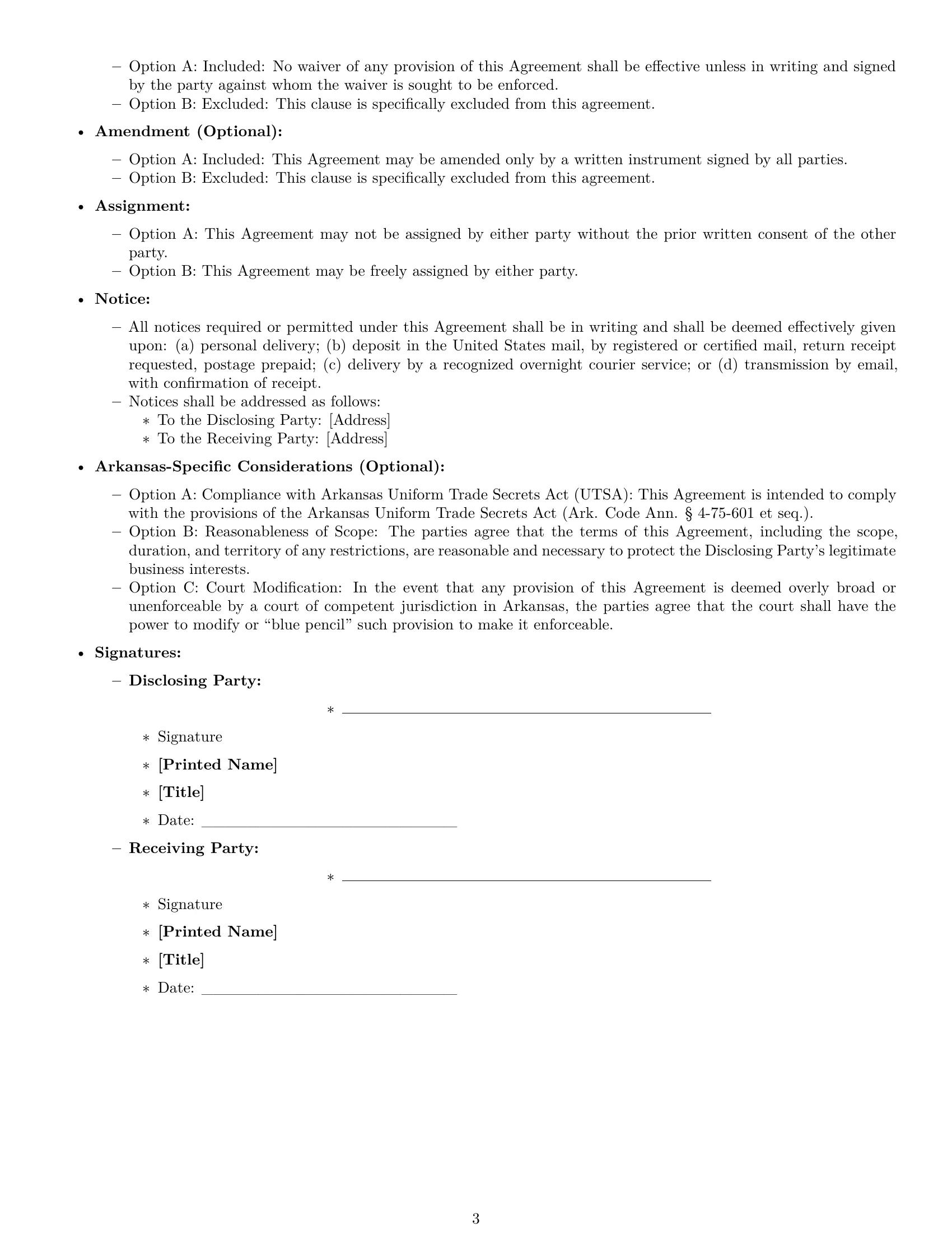 Preview page 3 of Free Arkansas nda template