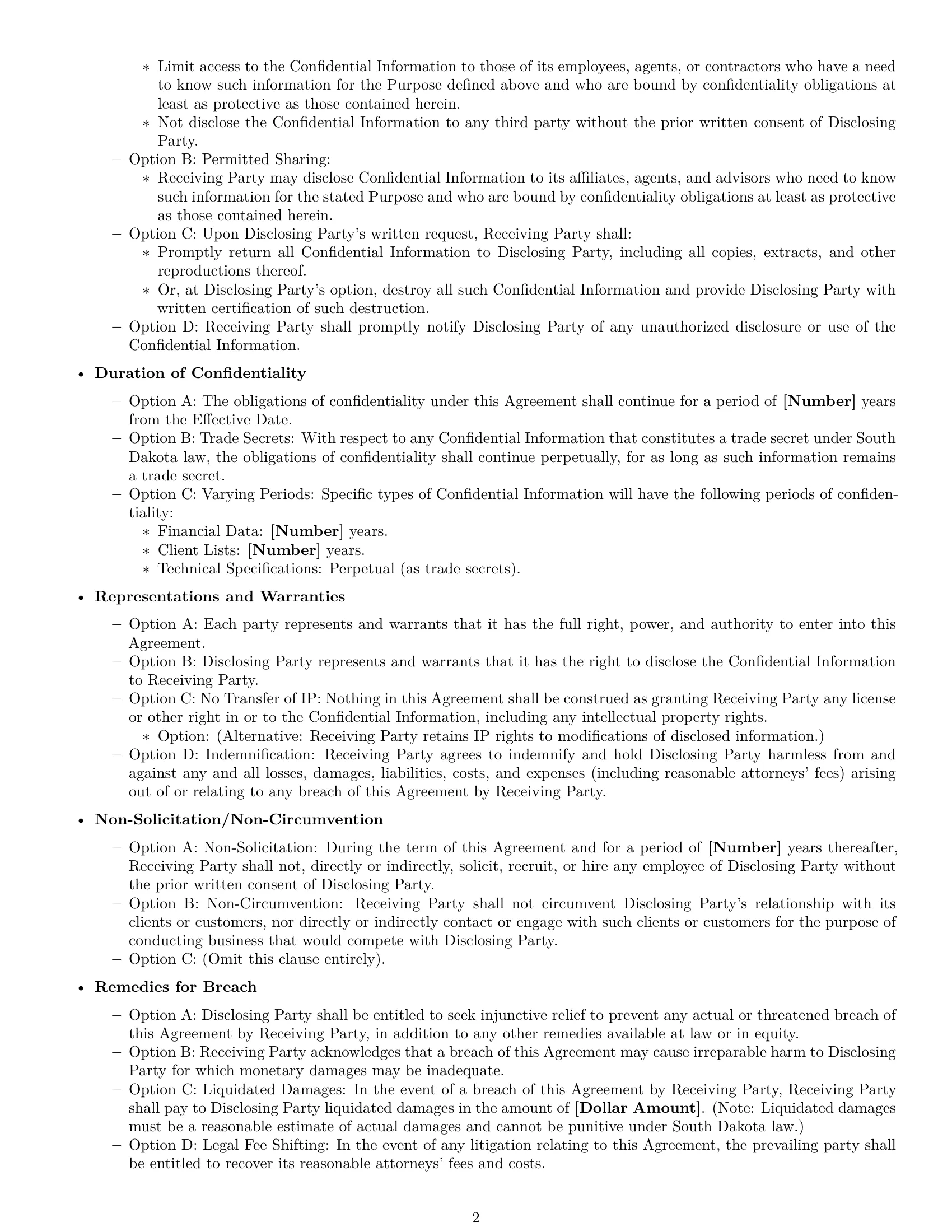 Preview page 2 of Free South Dakota nda template