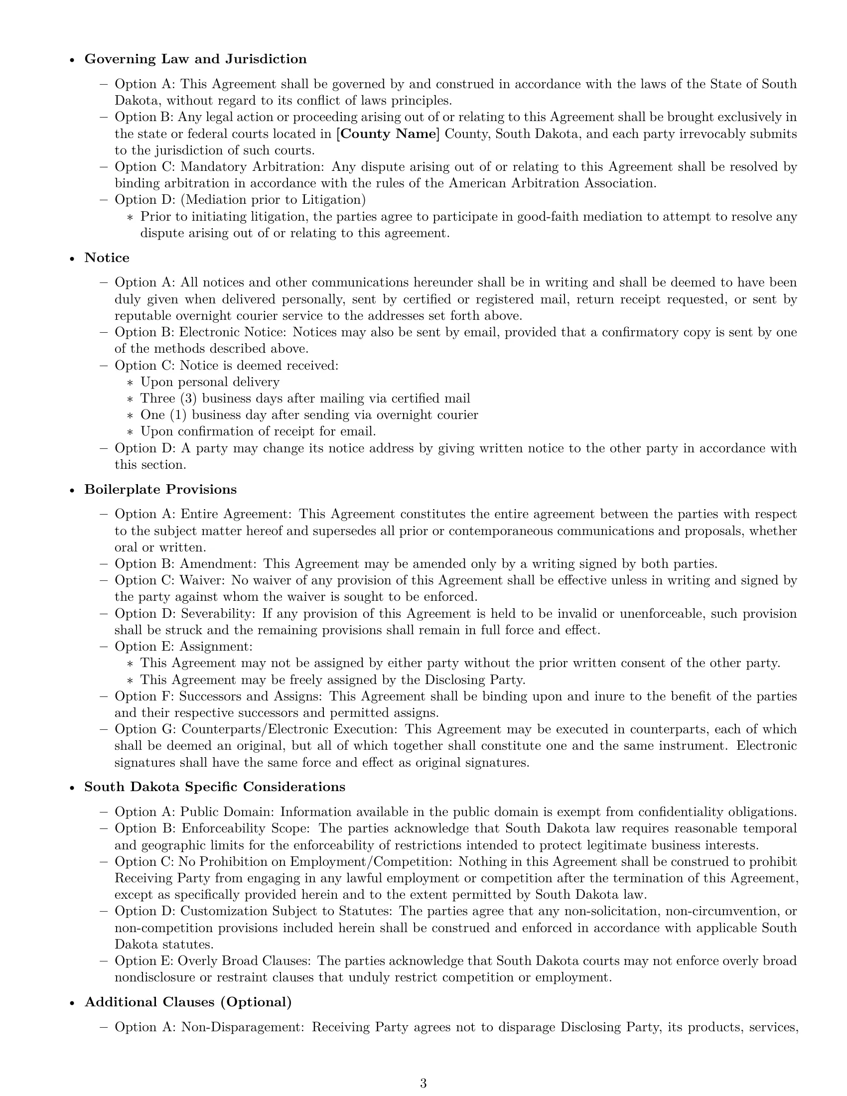 Preview page 3 of Free South Dakota nda template