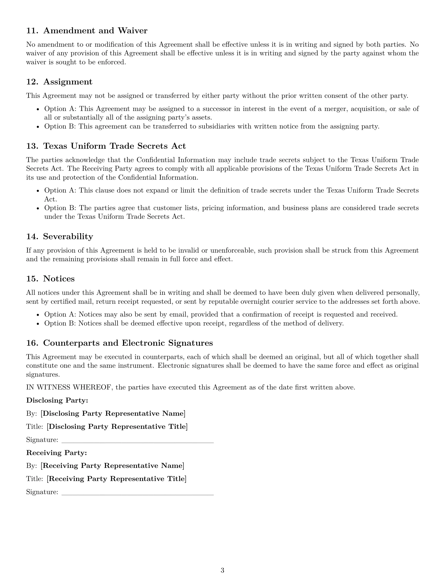 Preview page 3 of Free Texas nda template