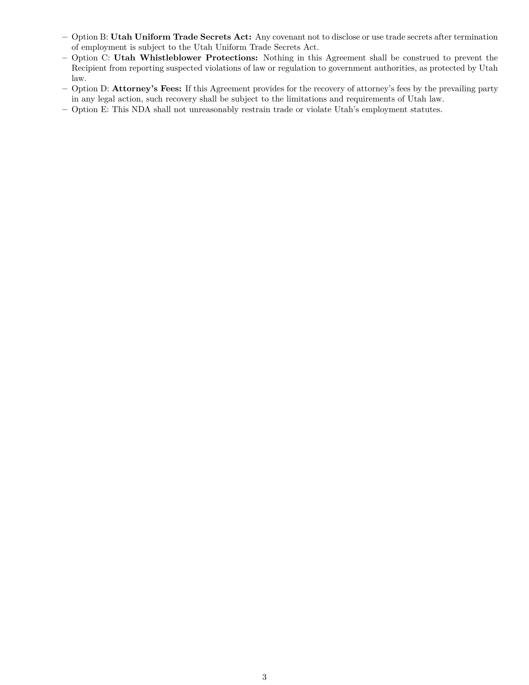 Preview page 3 of Free Utah nda template