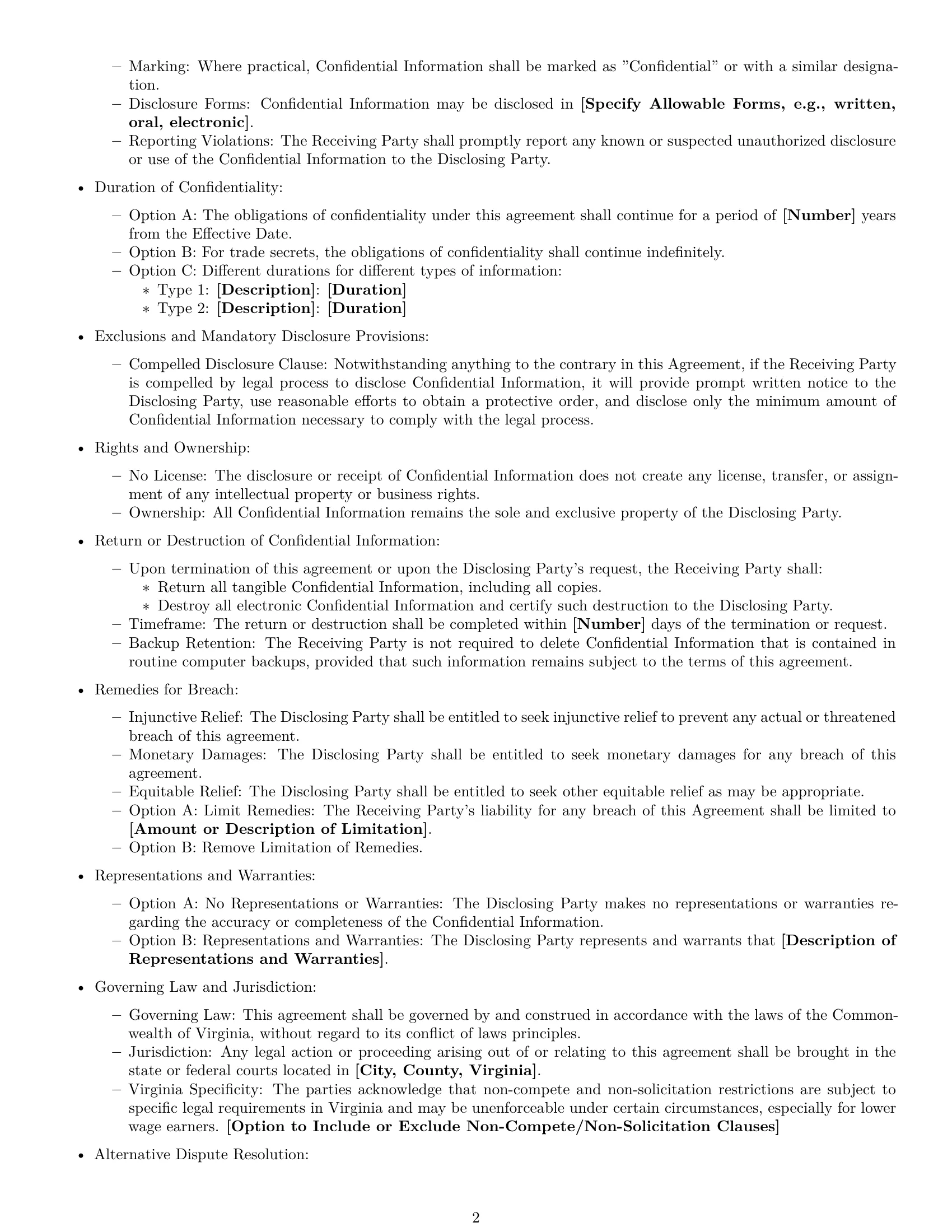 Preview page 2 of Free Virginia nda template