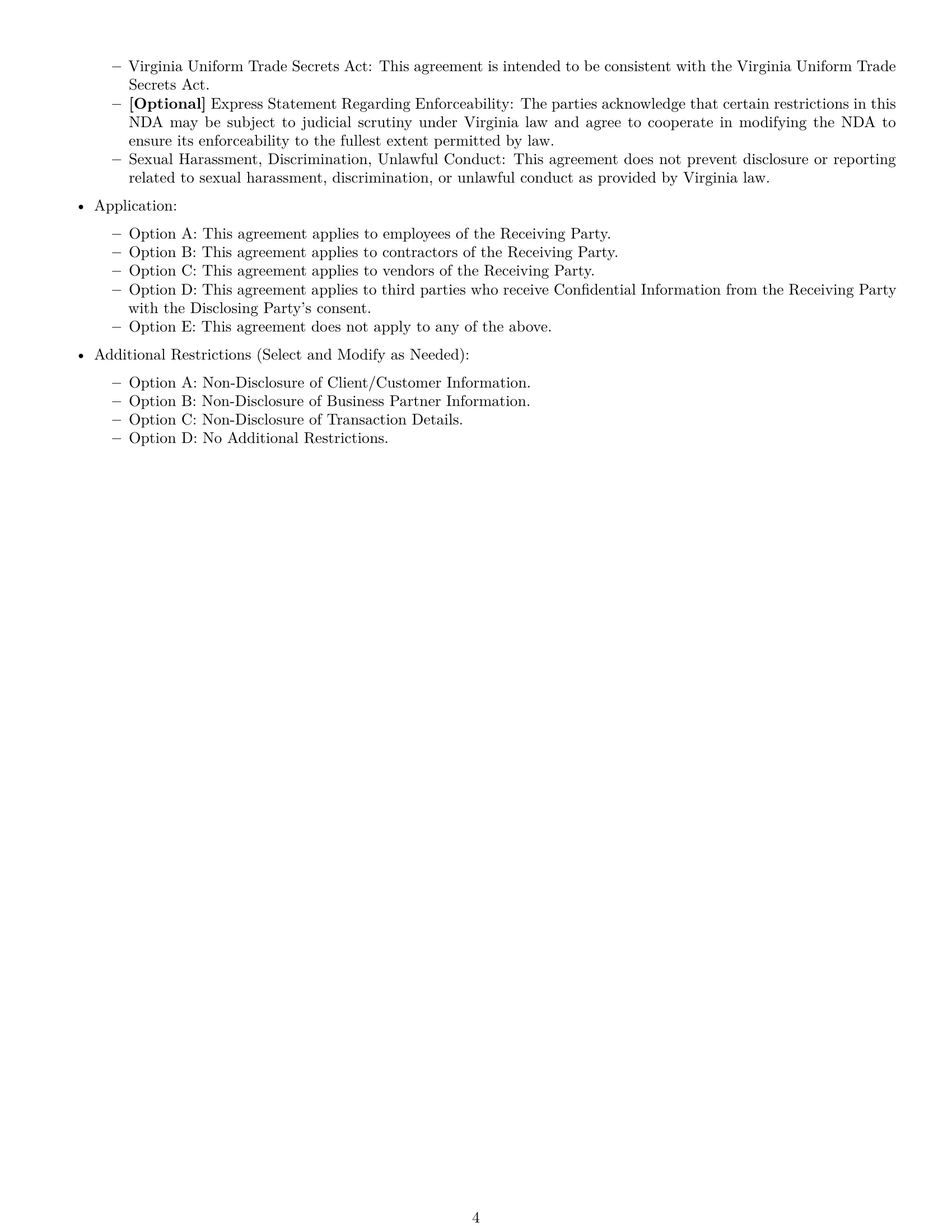 Preview page 4 of Free Virginia nda template