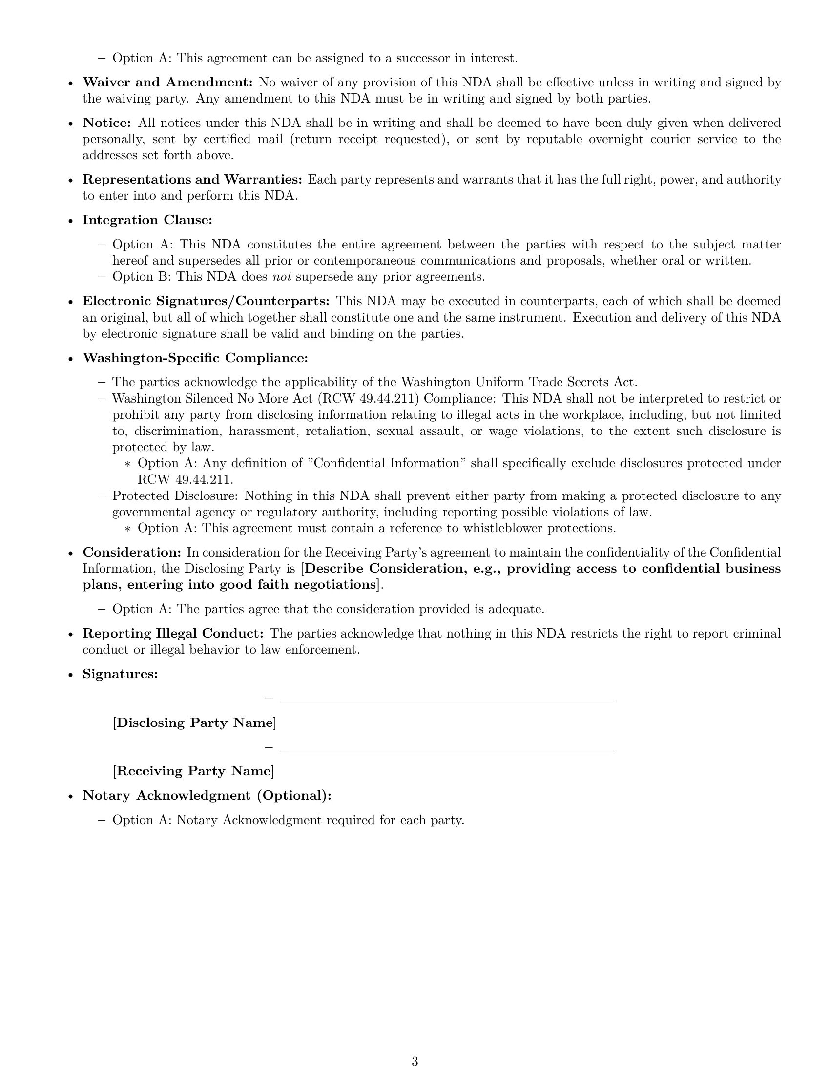 Preview page 3 of Free Washington nda template