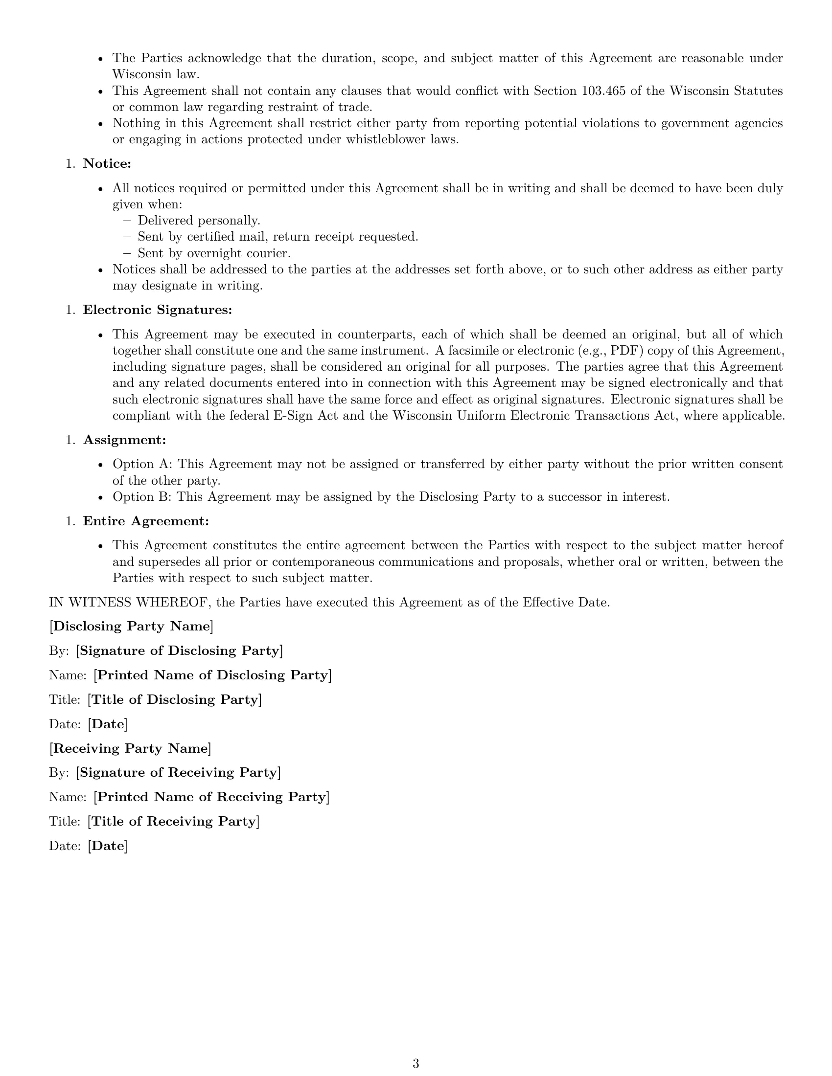 Preview page 3 of Free Wisconsin nda template