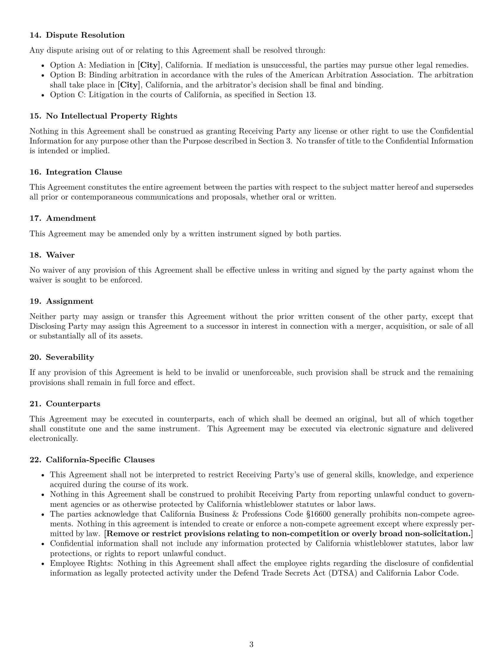Preview page 3 of Free California nda template