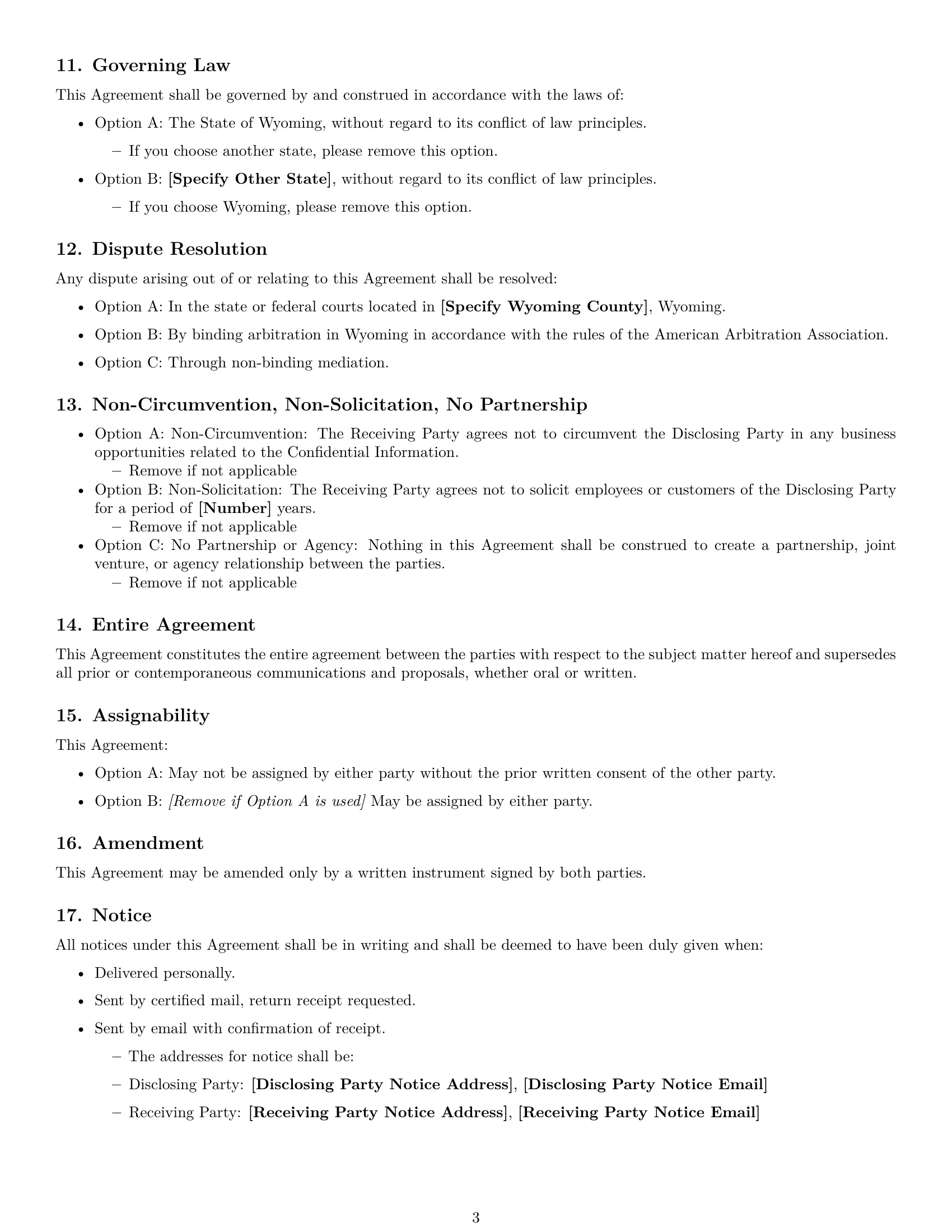 Preview page 3 of Free Wyoming nda template