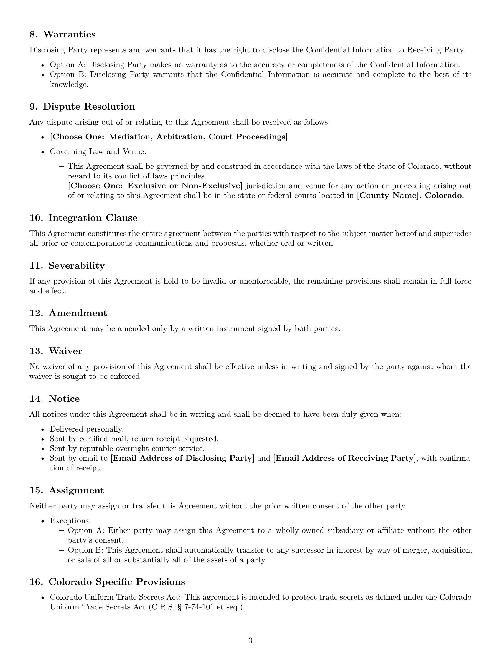 Preview page 3 of Free Colorado nda template