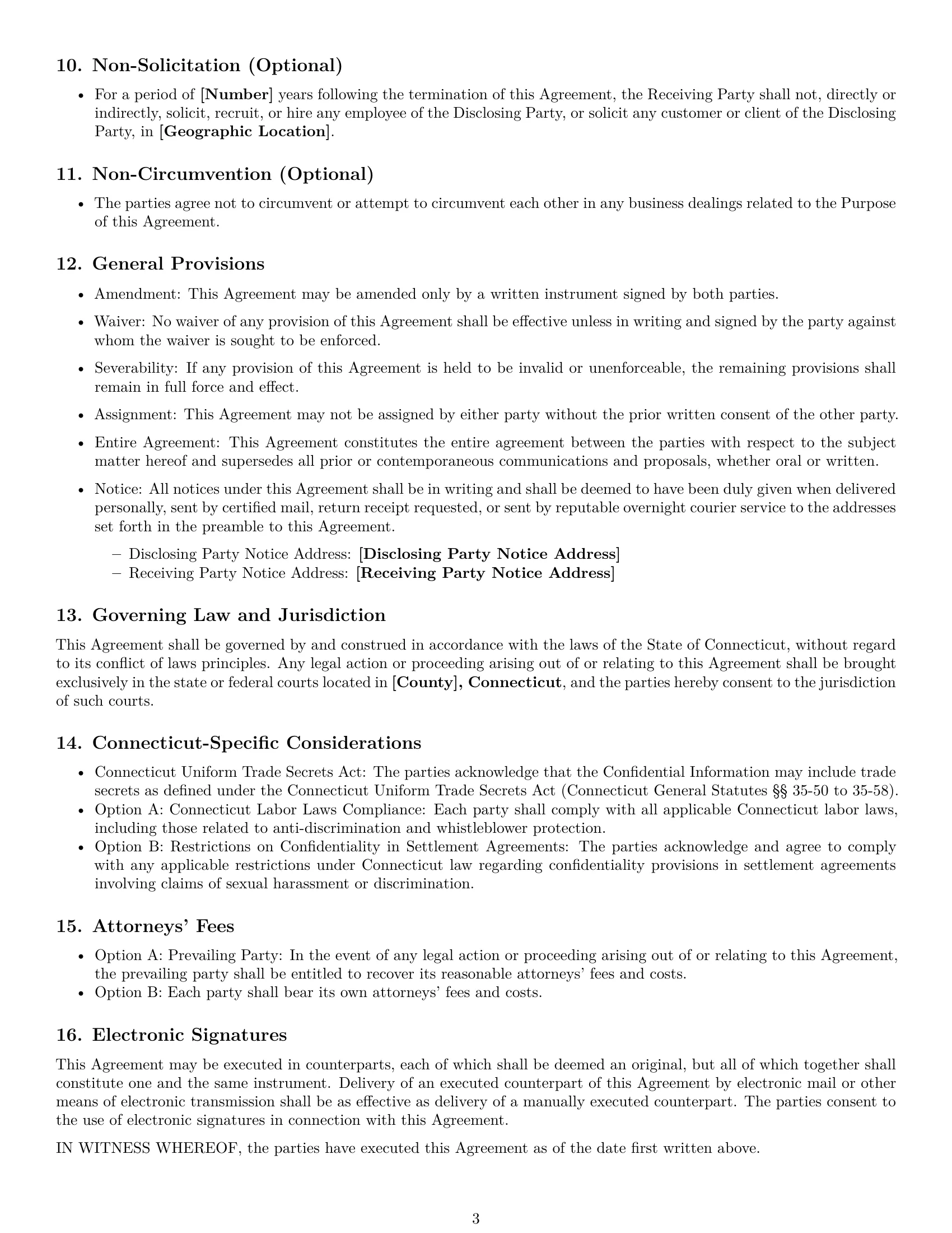 Preview page 3 of Free Connecticut nda template