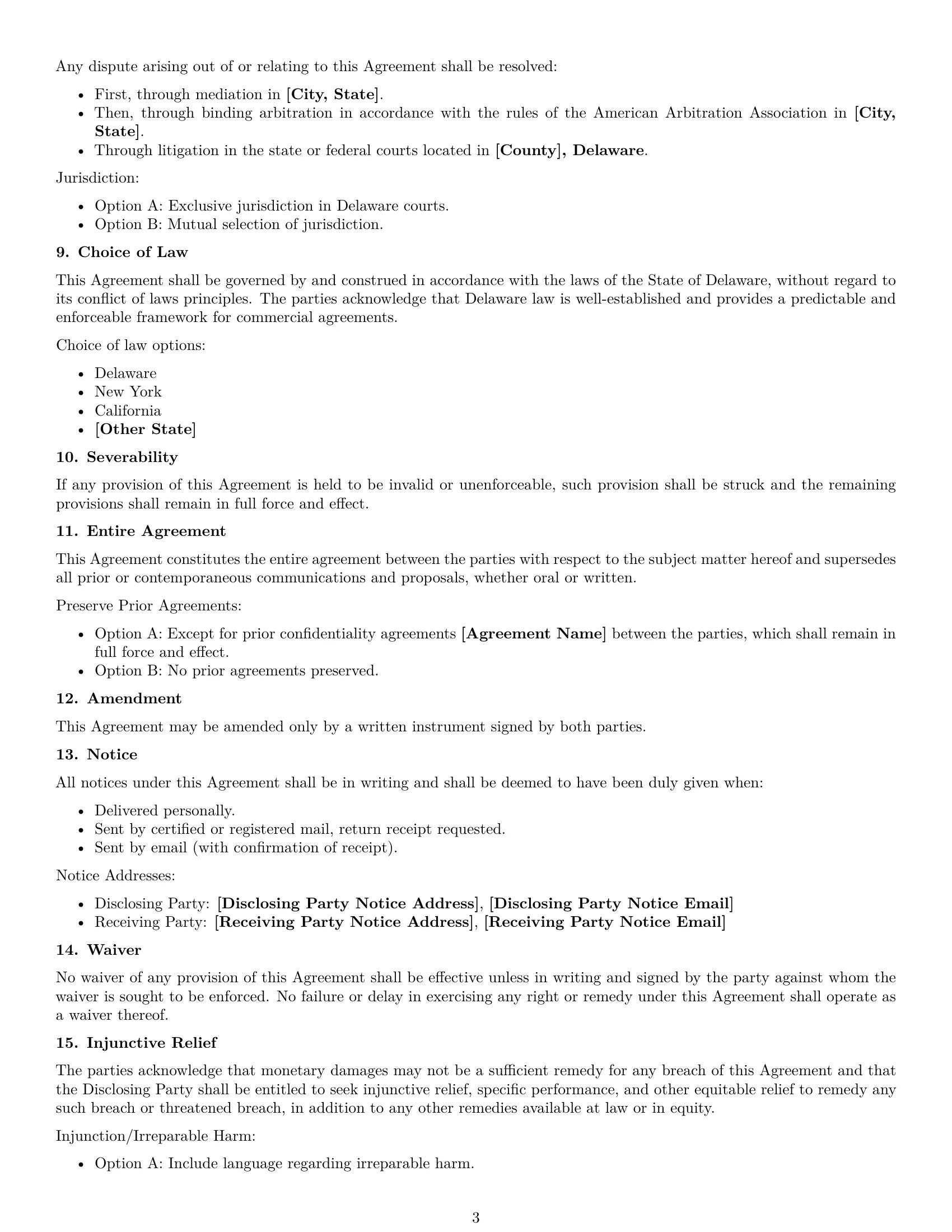 Preview page 3 of Free Delaware nda template
