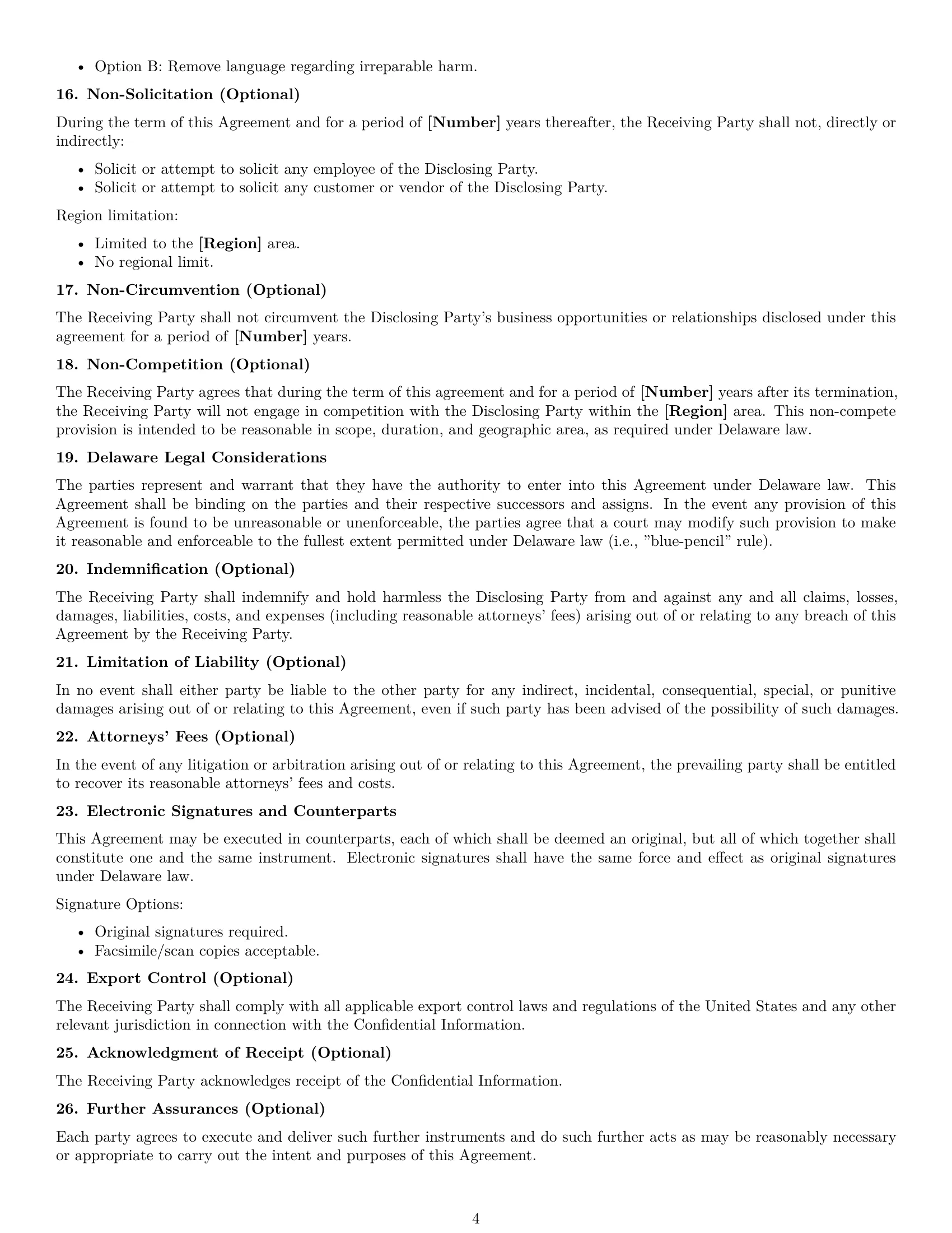 Preview page 4 of Free Delaware nda template
