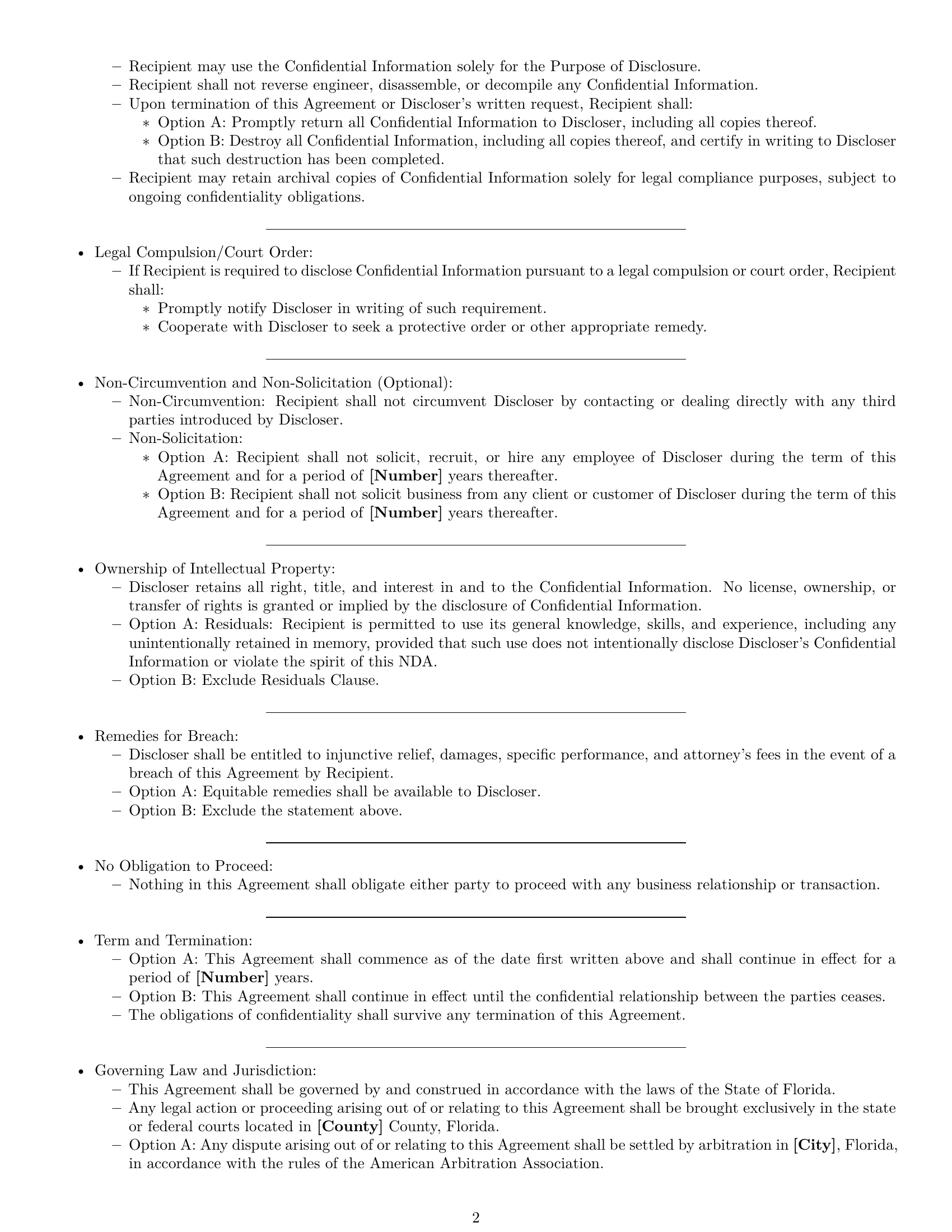 Preview page 2 of Free Florida nda template