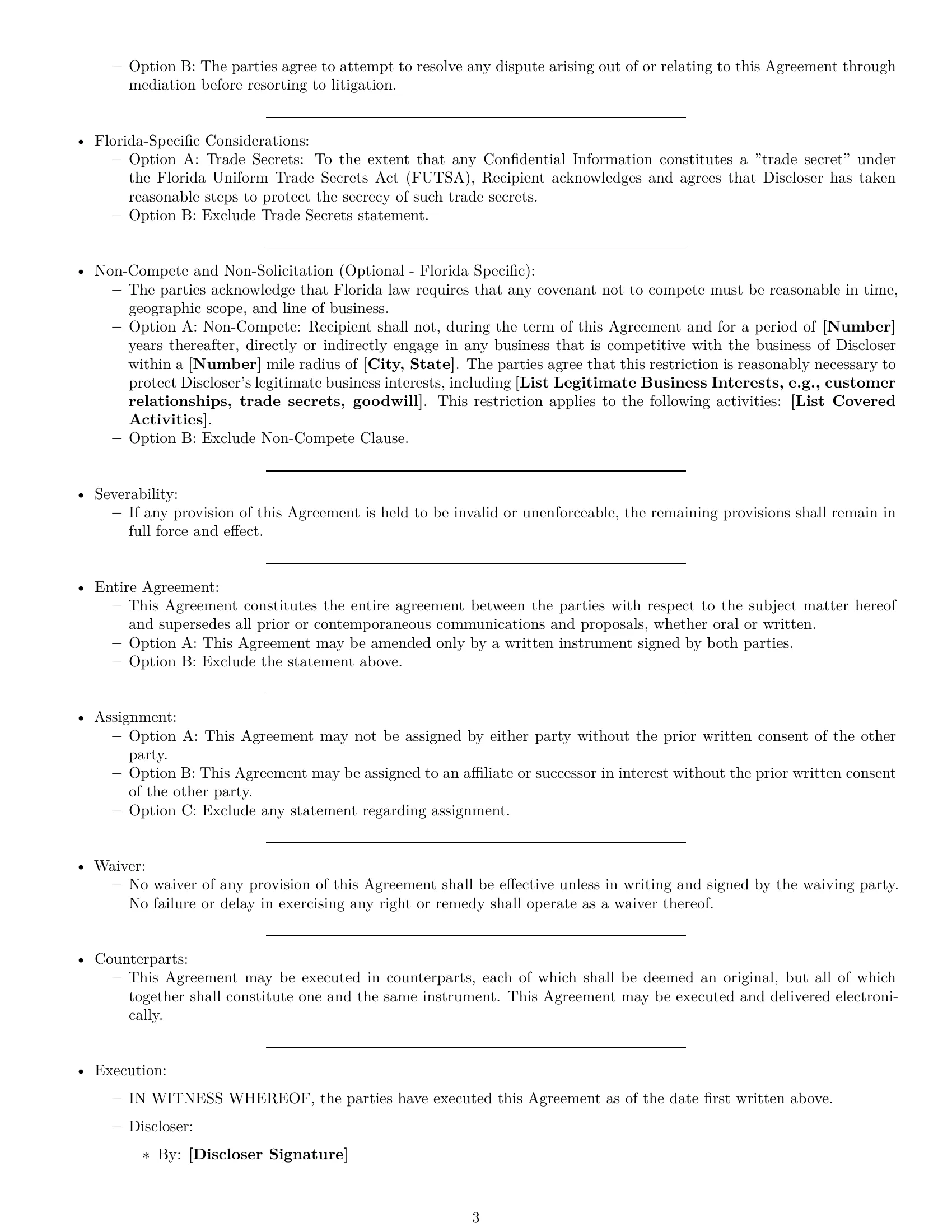 Preview page 3 of Free Florida nda template