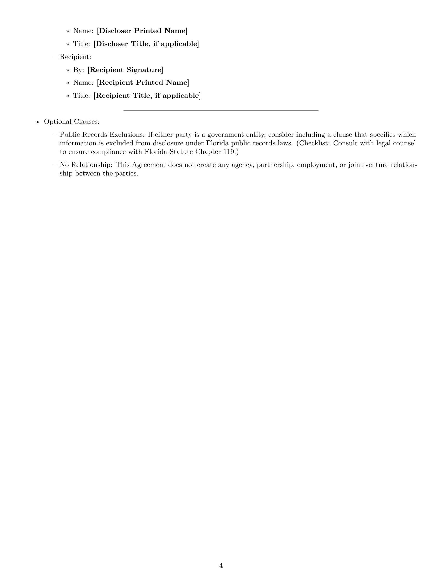 Preview page 4 of Free Florida nda template