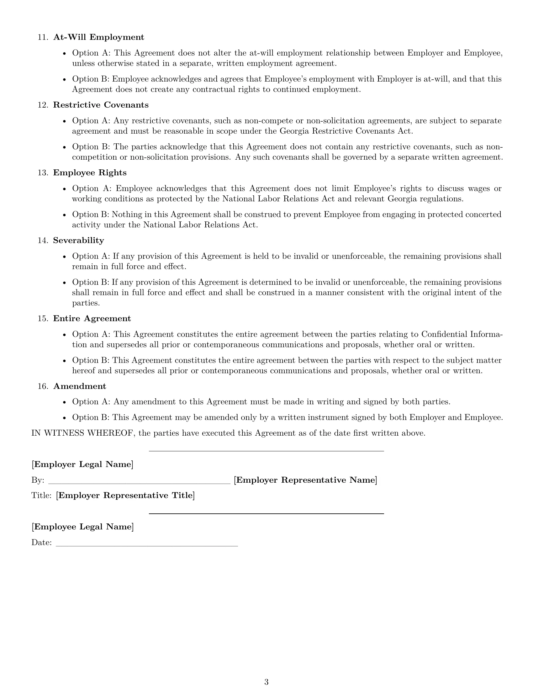 Preview page 3 of Free Georgia employee nda template