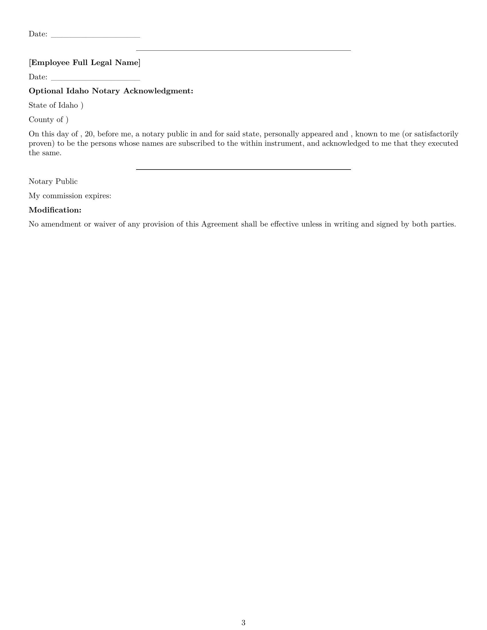 Preview page 3 of Free Idaho employee nda template