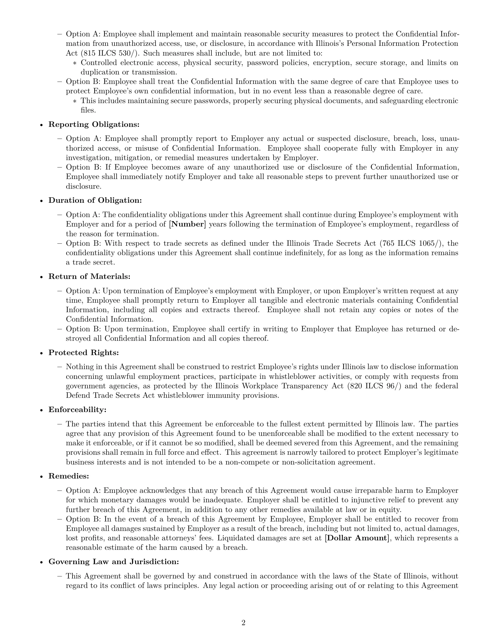 Preview page 2 of Free Illinois employee nda template