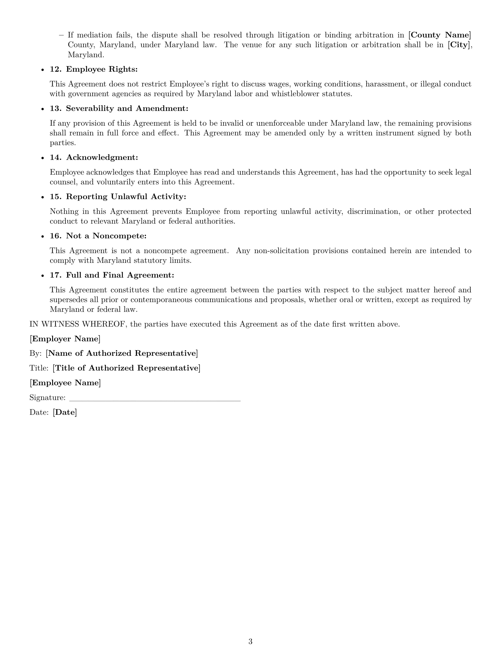 Preview page 3 of Free Maryland employee nda template