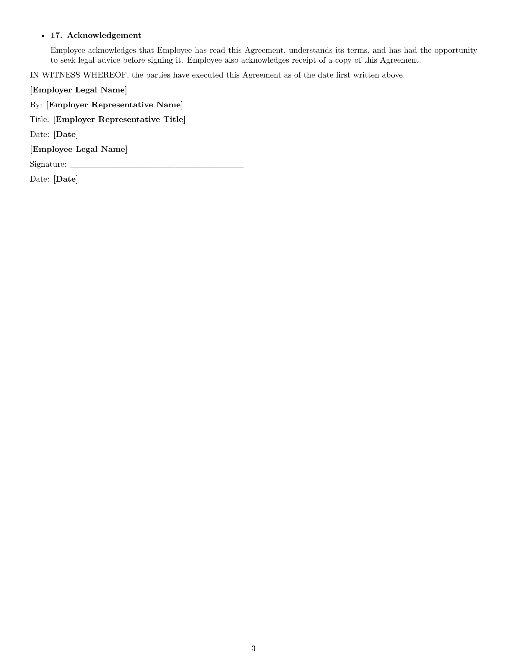 Preview page 3 of Free Michigan employee nda template