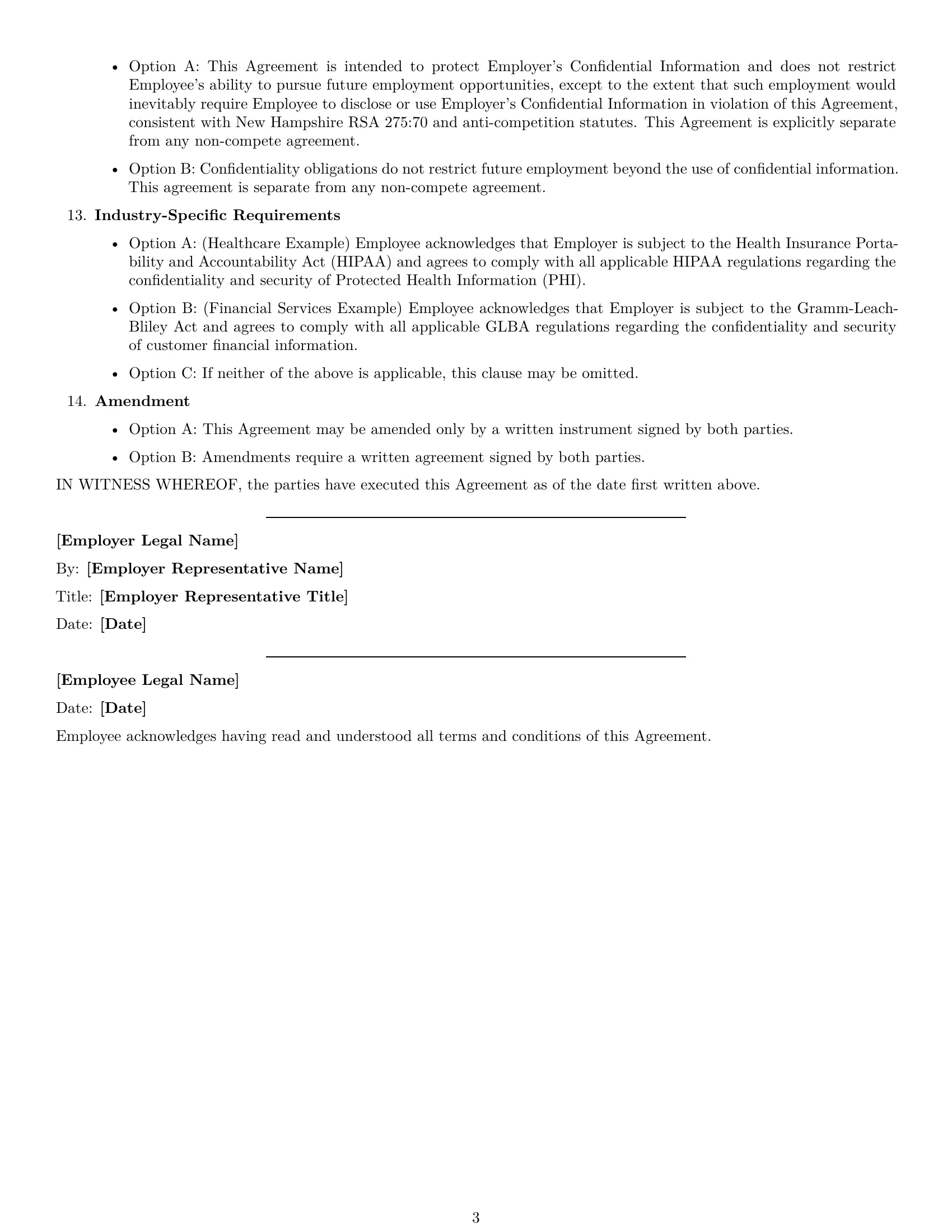 Preview page 3 of Free New Hampshire employee nda template