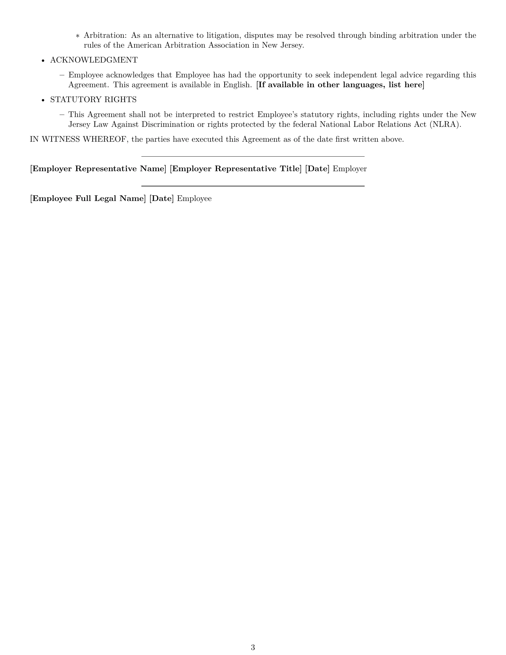 Preview page 3 of Free New Jersey employee nda template