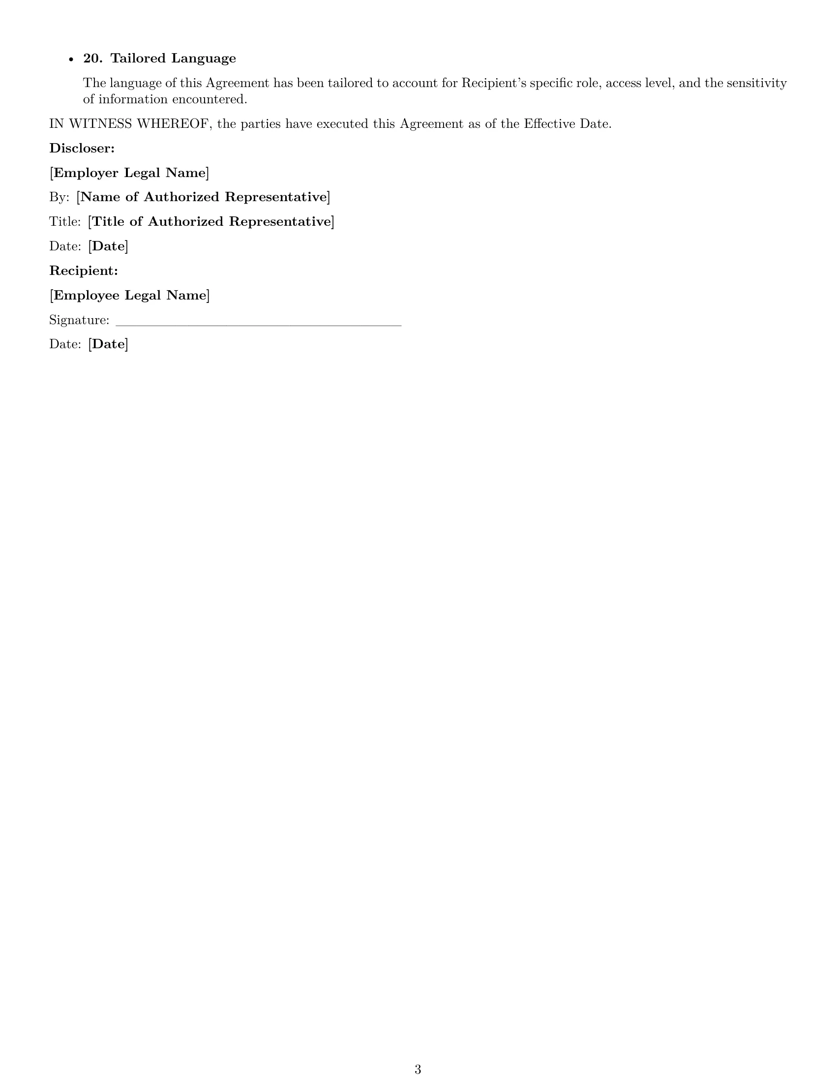 Preview page 3 of Free New Mexico employee nda template