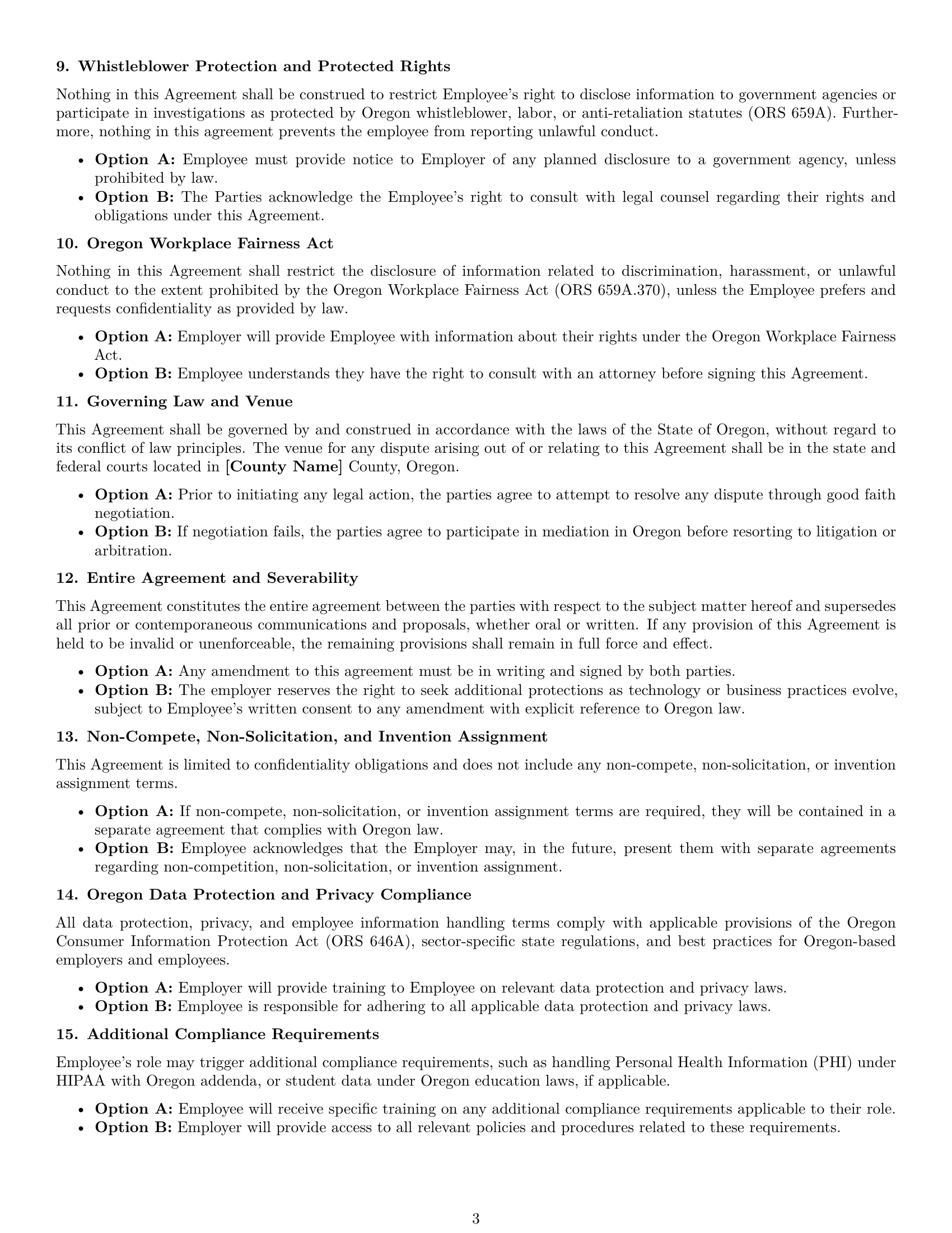 Preview page 3 of Free Oregon employee nda template