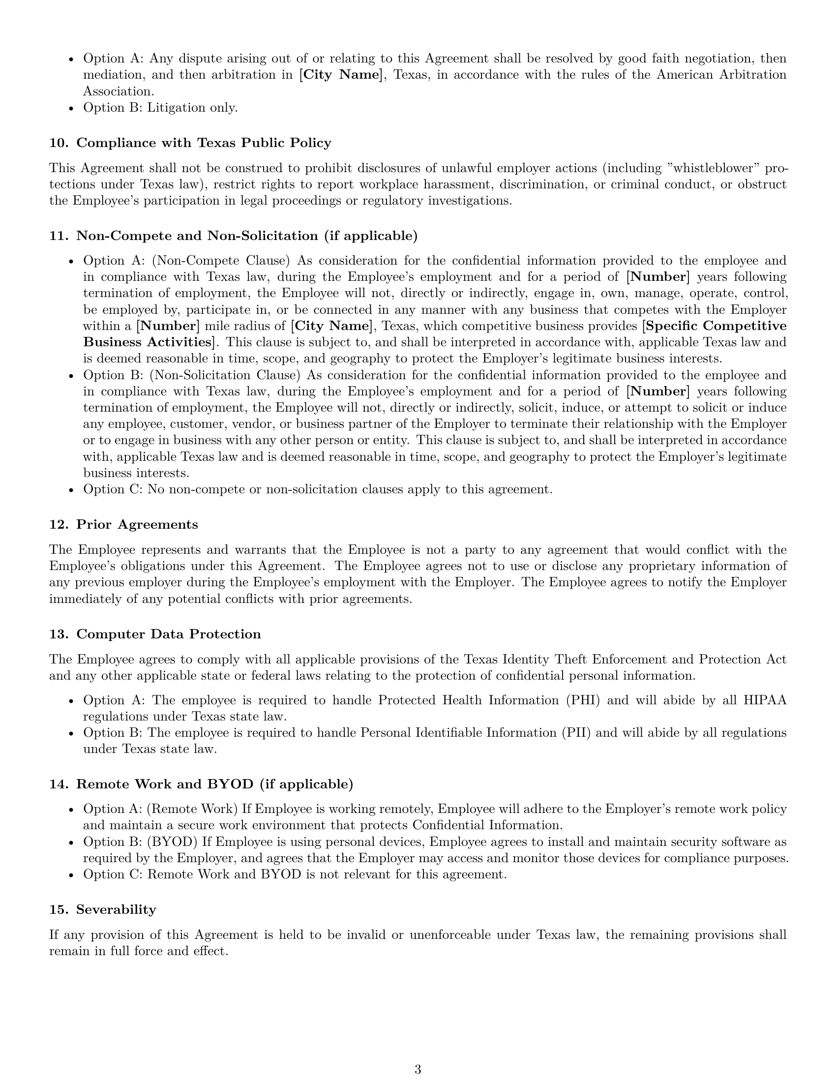 Preview page 3 of Free Texas employee nda template