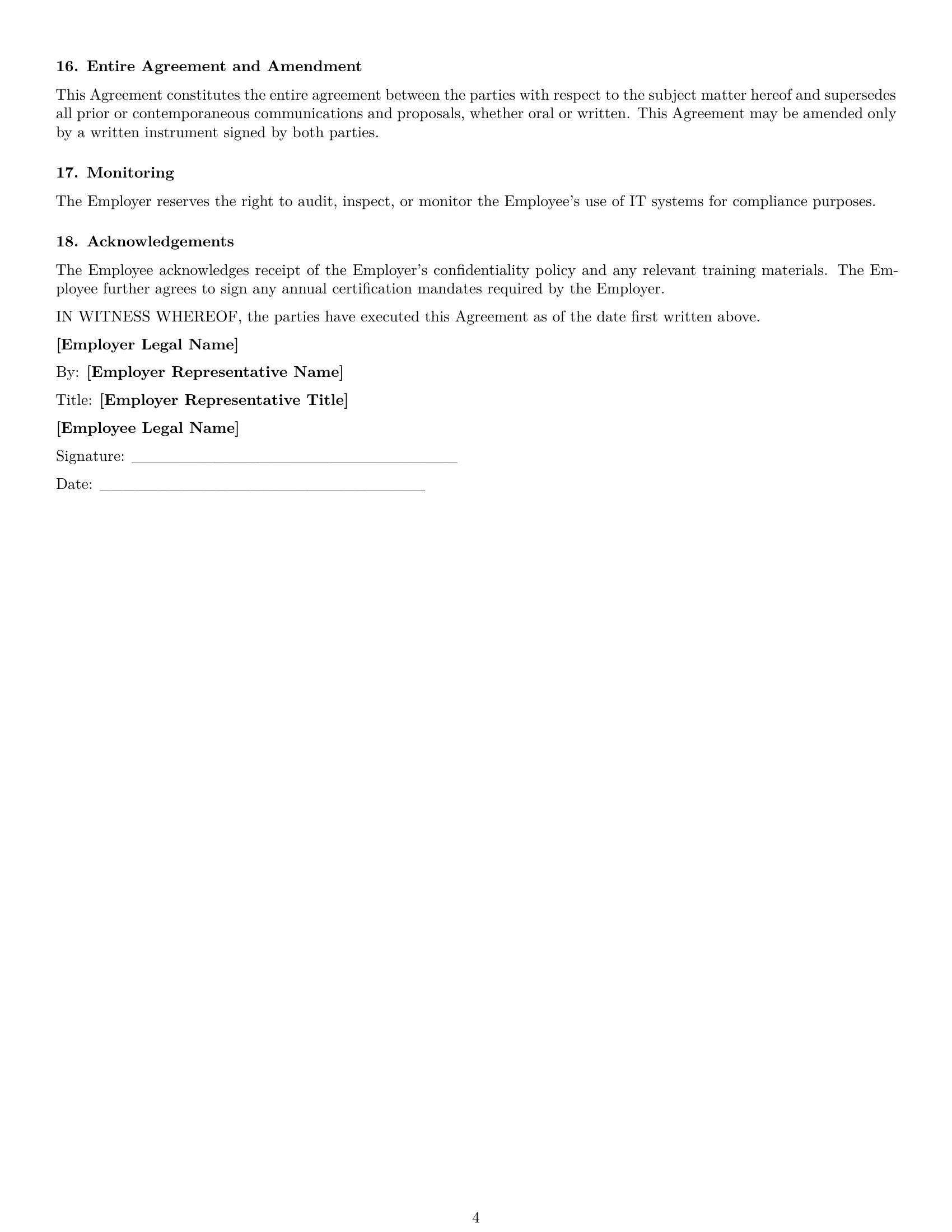 Preview page 4 of Free Texas employee nda template