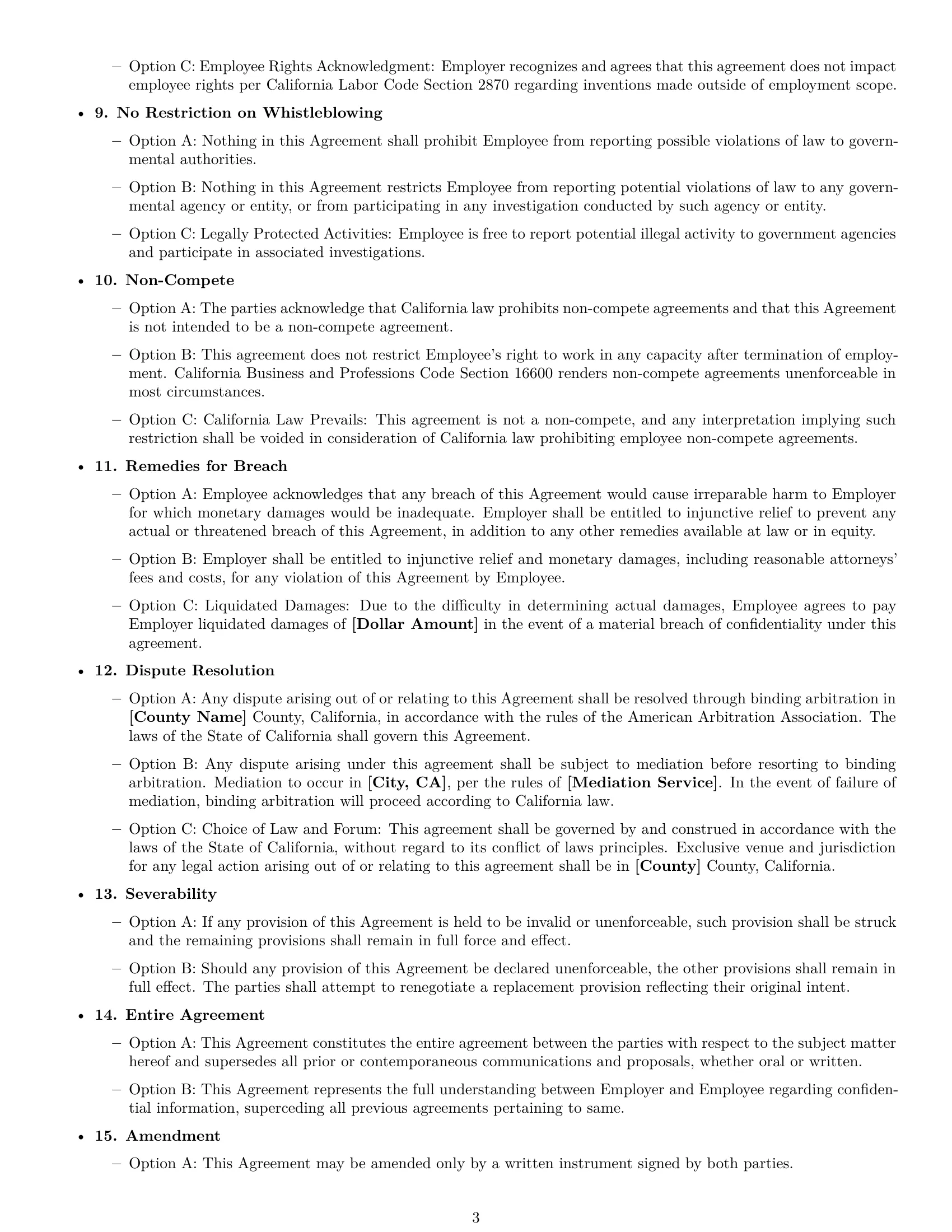 Preview page 3 of Free California employee nda template