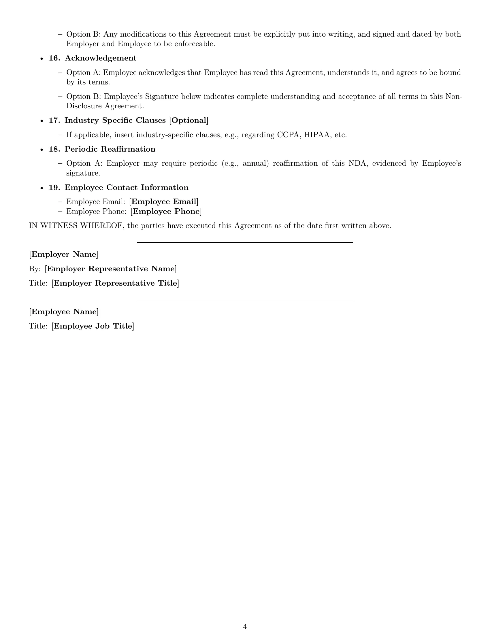 Preview page 4 of Free California employee nda template