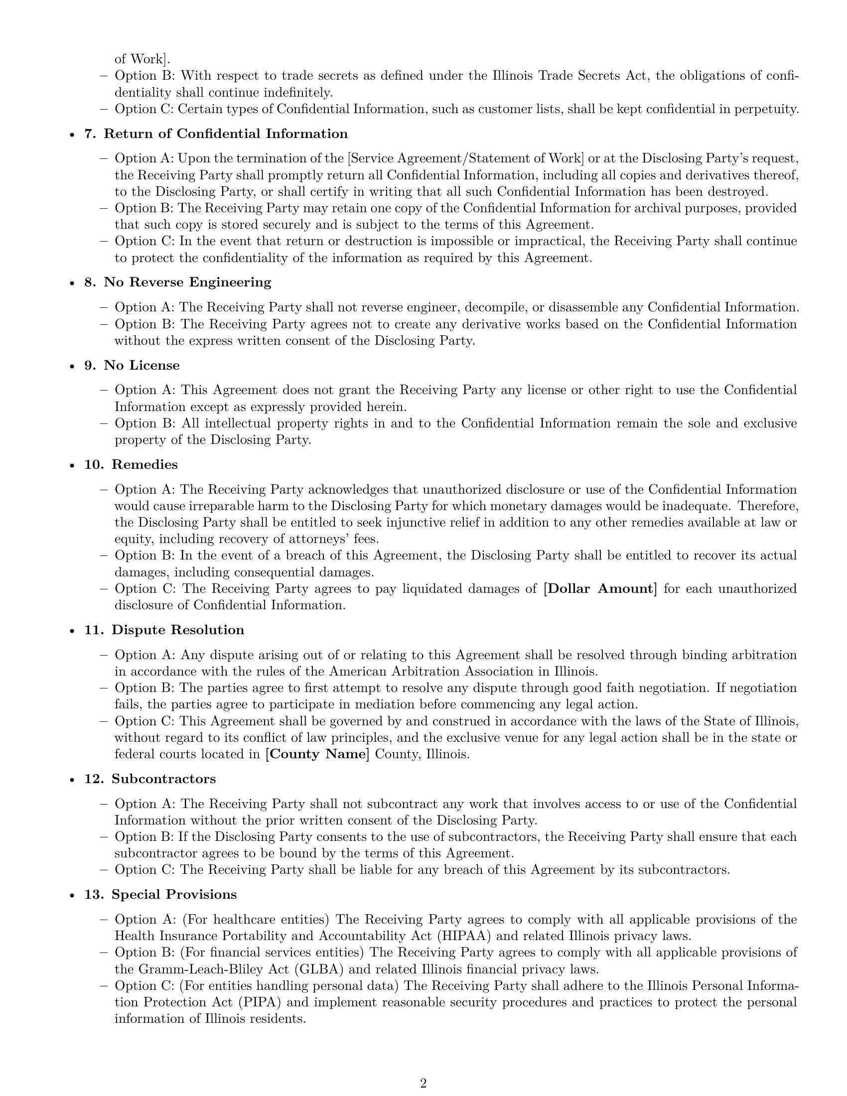 Preview page 2 of Free Illinois independent contractor nda template