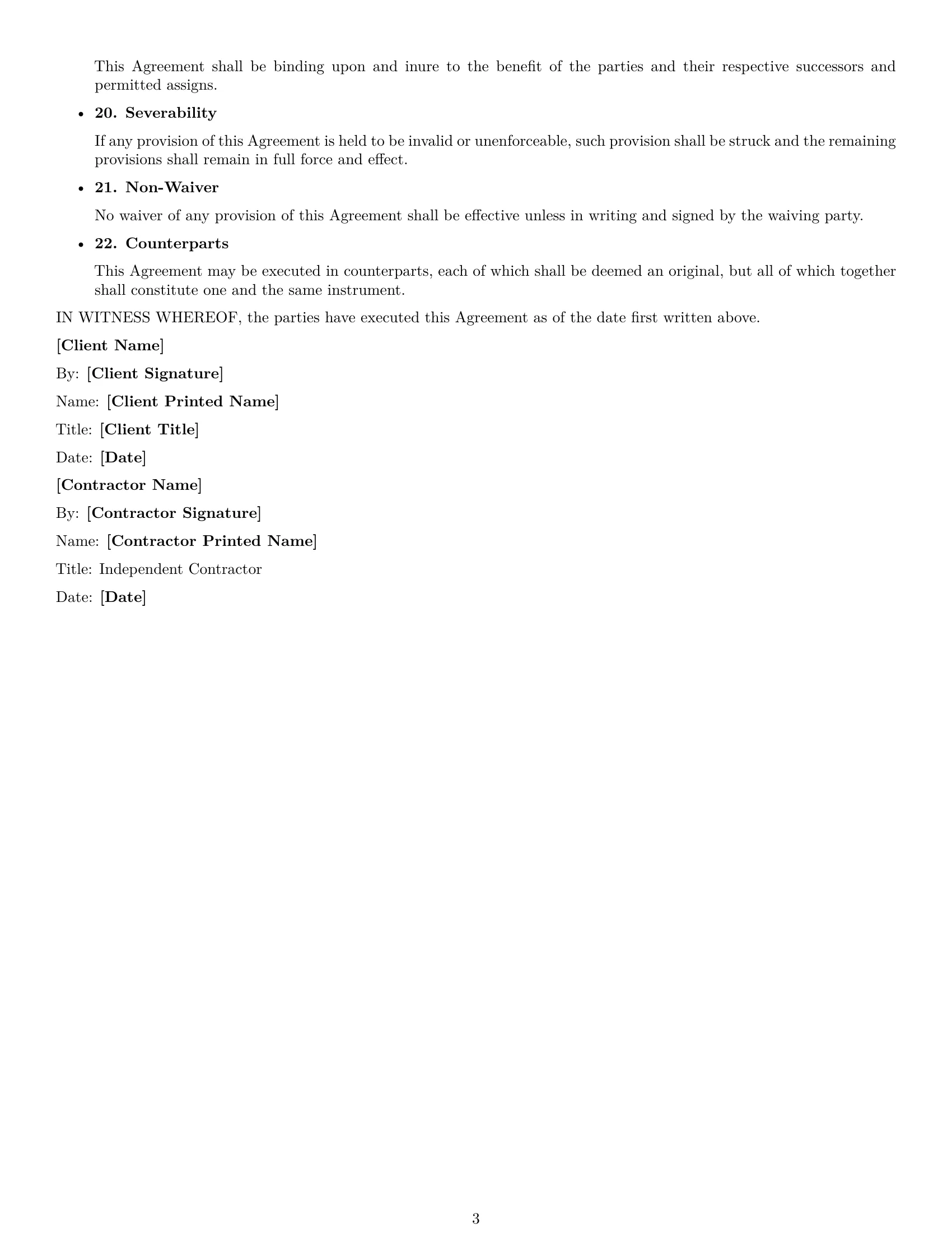 Preview page 3 of Free Kentucky independent contractor nda template