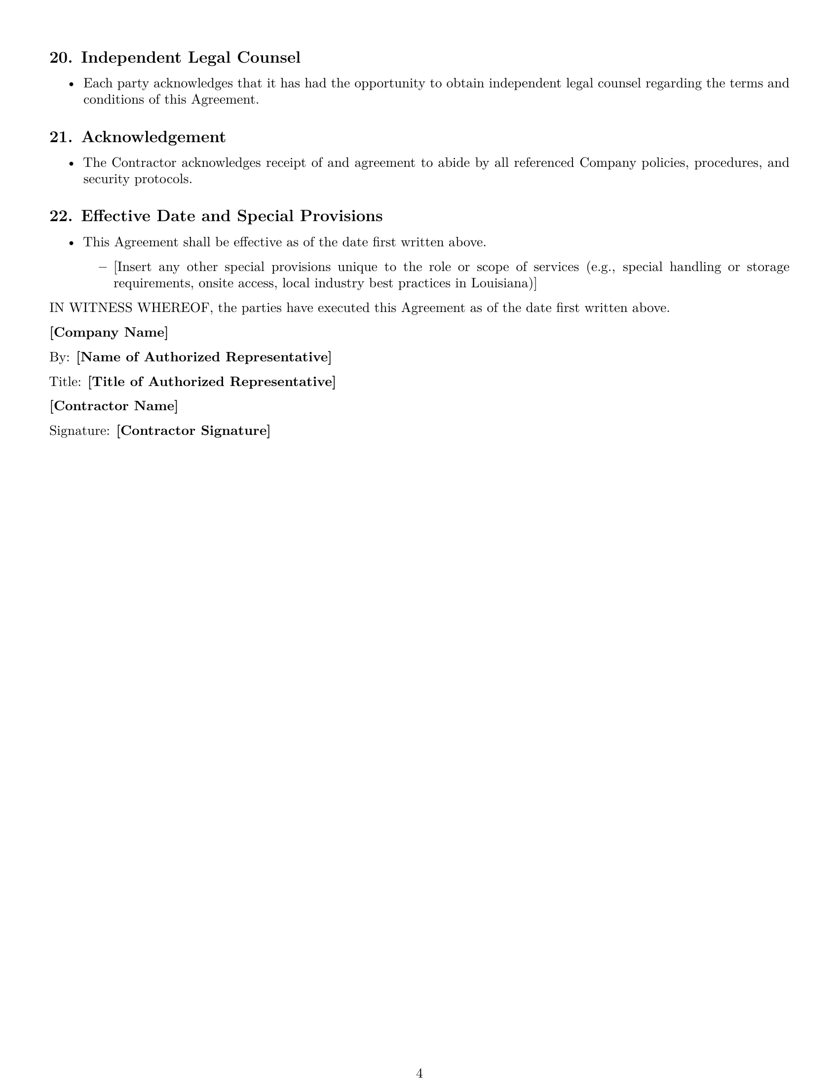Preview page 4 of Free Louisiana independent contractor nda template