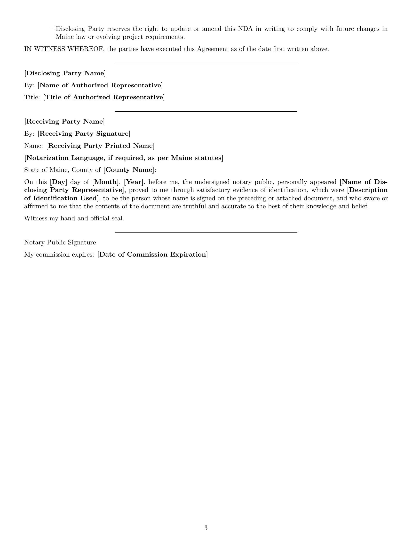 Preview page 3 of Free Maine independent contractor nda template