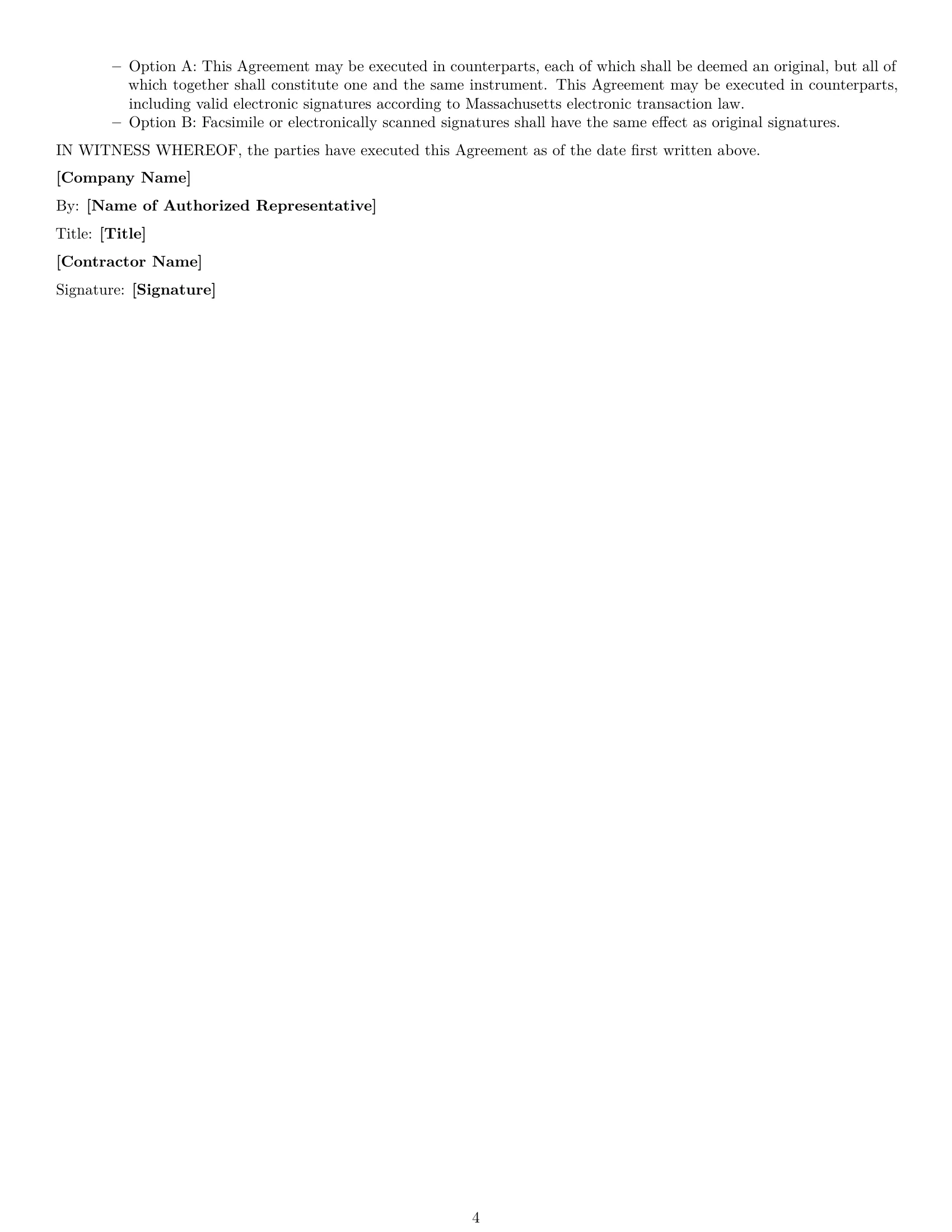 Preview page 4 of Free Massachusetts independent contractor nda template