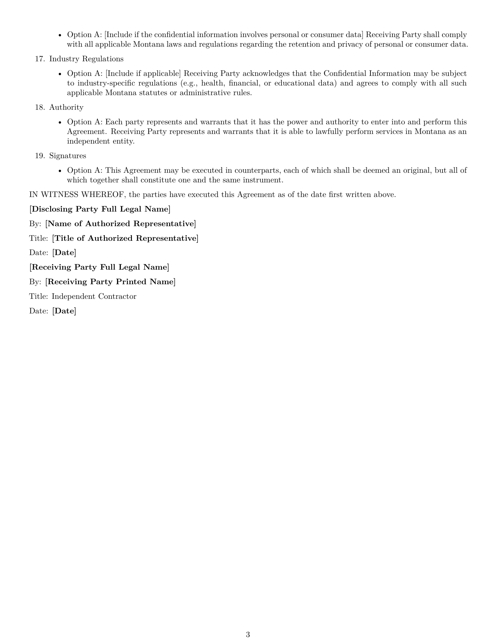 Preview page 3 of Free Montana independent contractor nda template